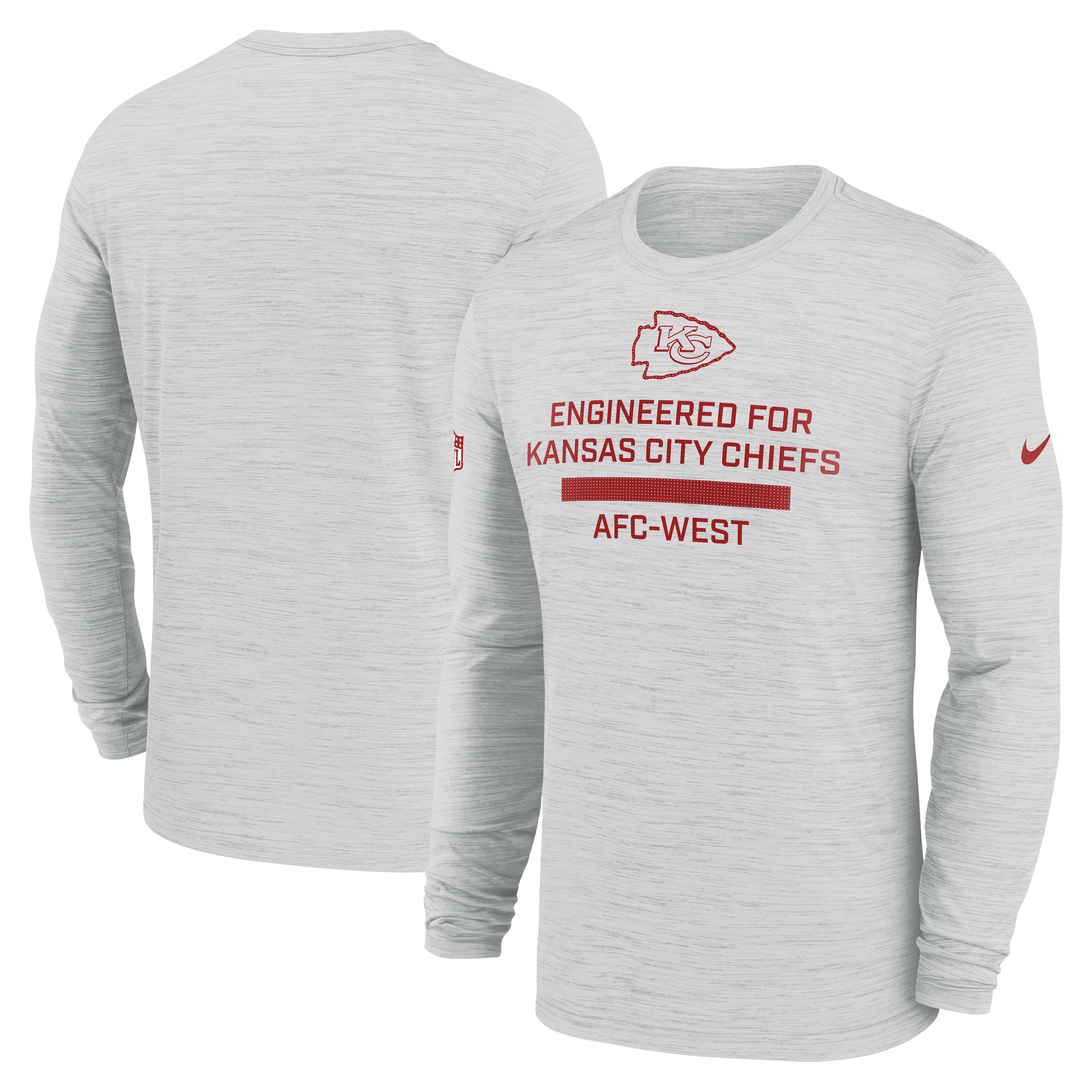 Men's Nike Ash Kansas City Chiefs Sideline Velocity Dri-FIT Long Sleeve T-Shirt