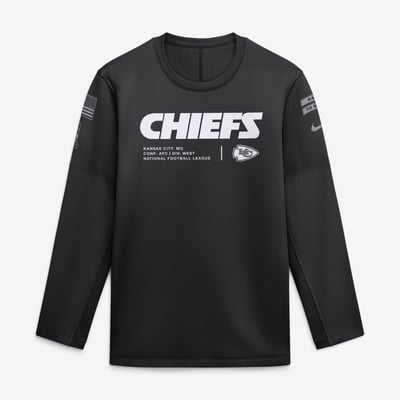  Kansas City Chiefs Nike 2026 Salute to Service Sideline Coaches Crewneck Therma-FIT Sweatshirt - Black
