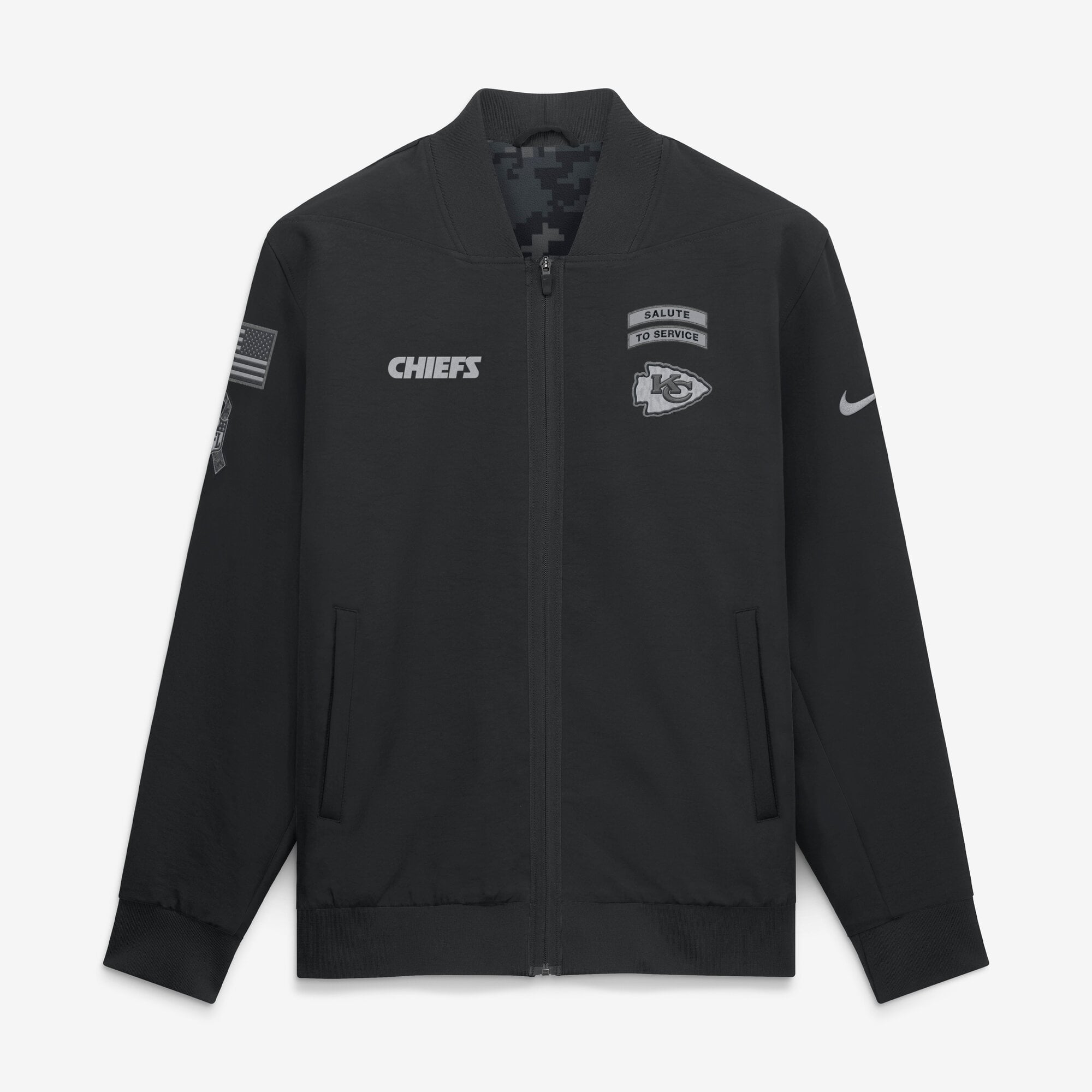Veste bomber zippée intégrale Nike Kansas City Chiefs 2026 Salute to Service pour homme, noire