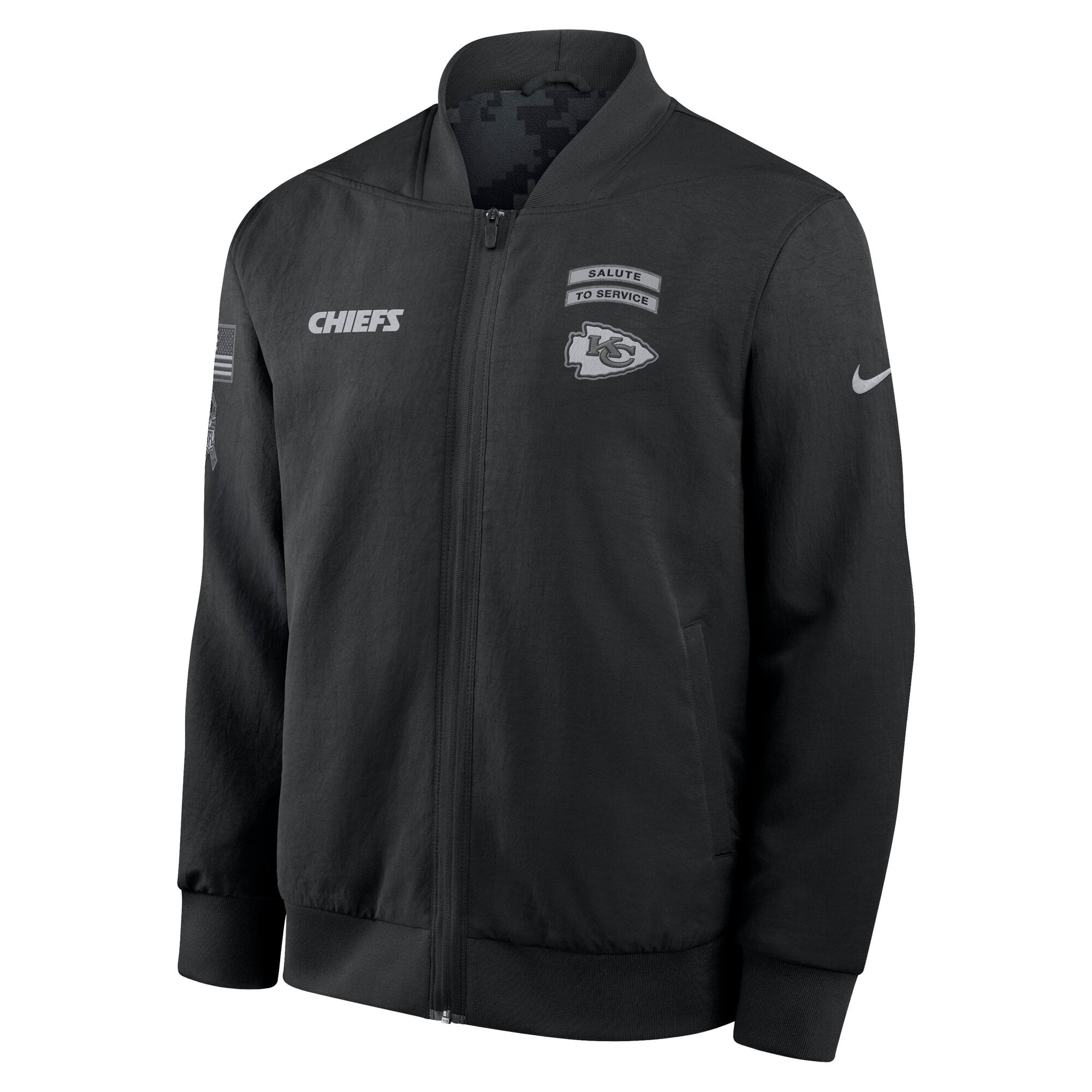 Veste bomber zippée intégrale Nike Kansas City Chiefs 2026 Salute to Service pour homme, noire
