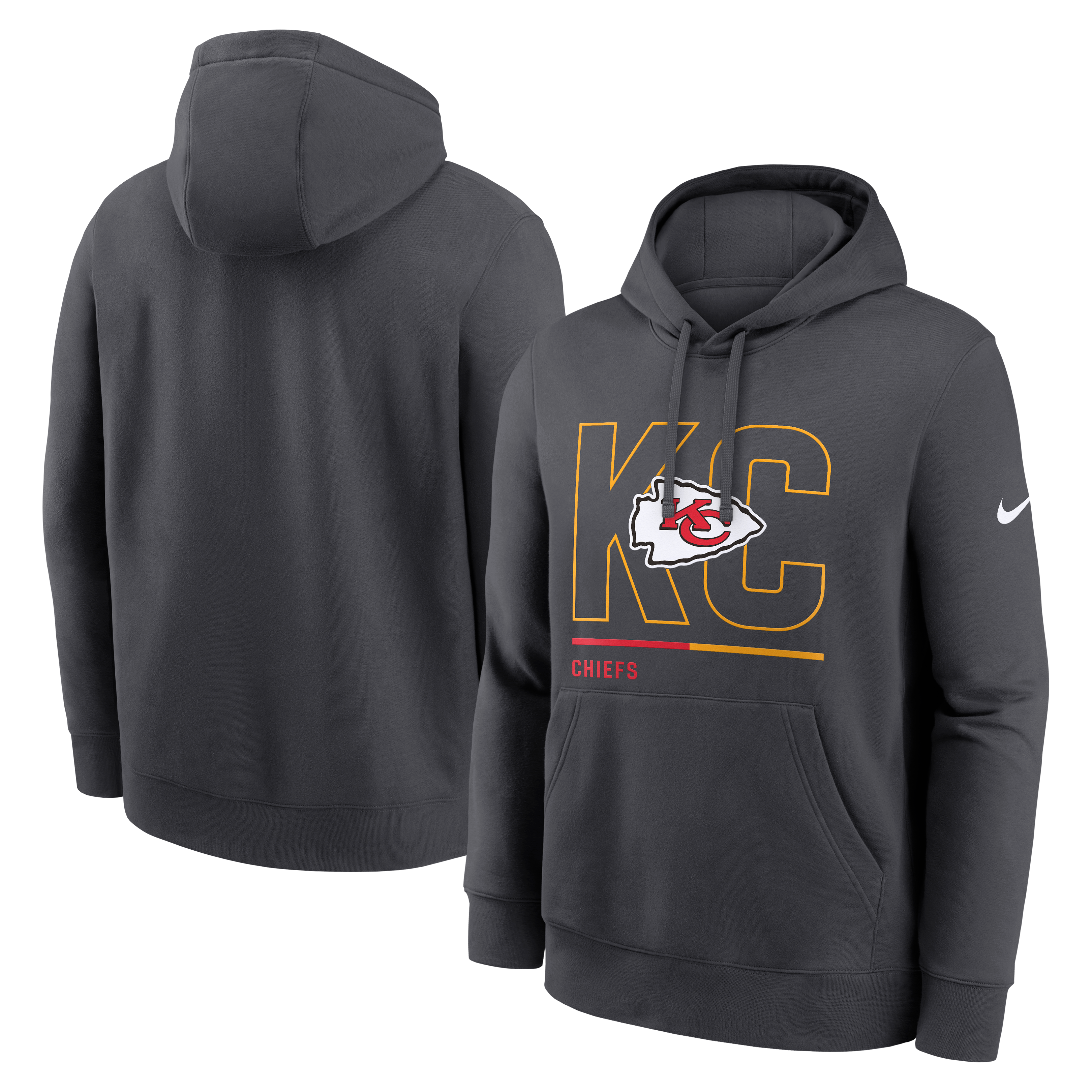 Sweat à capuche Nike anthracite pour homme, Kansas City Chiefs
