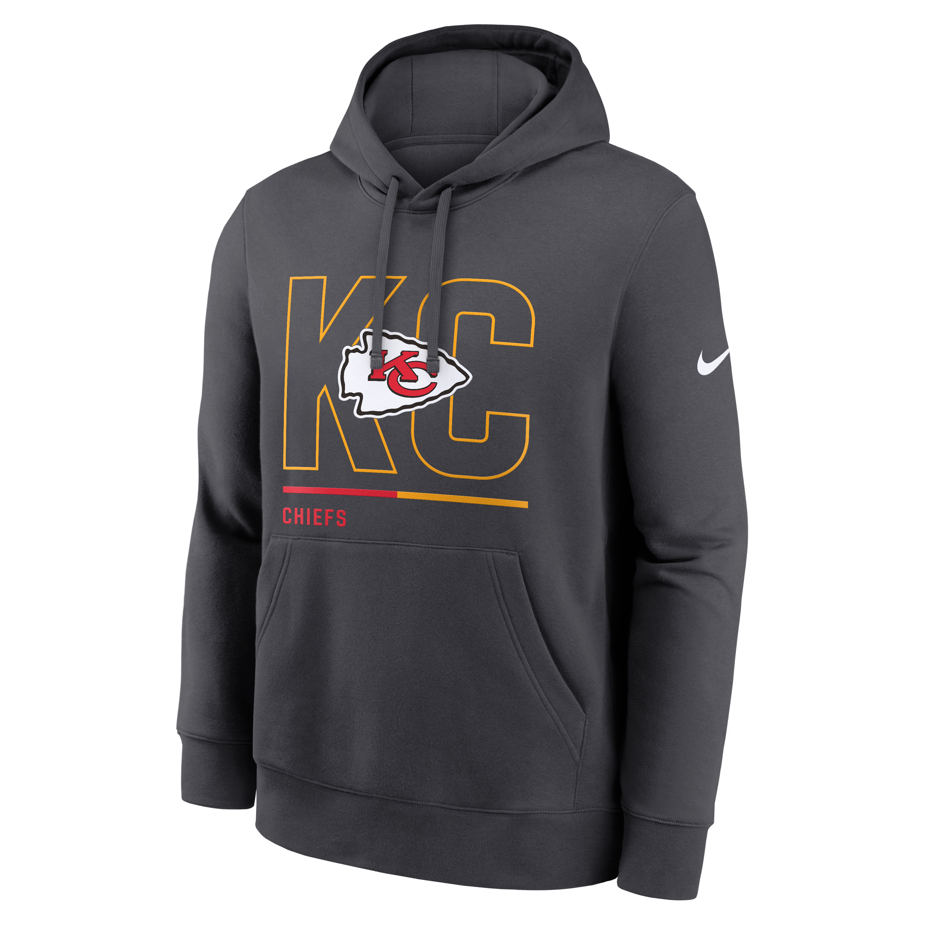 Sweat à capuche Nike anthracite pour homme, Kansas City Chiefs