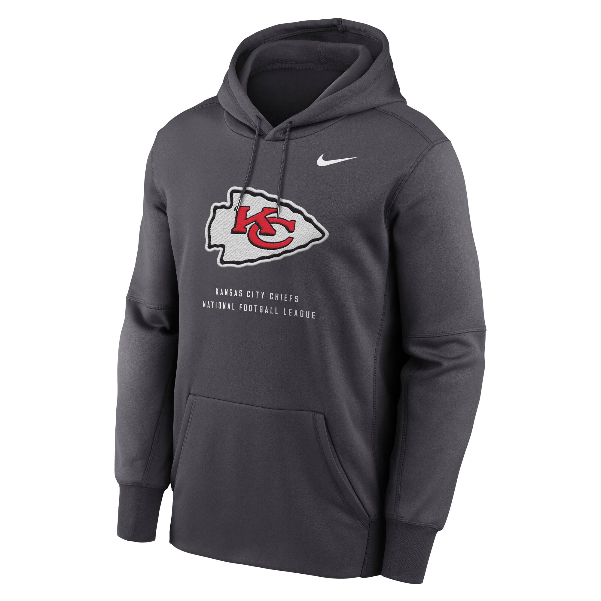 Men's Nike Charcoal Kansas City Chiefs Toss Sweep Therma-FIT Hoodie
