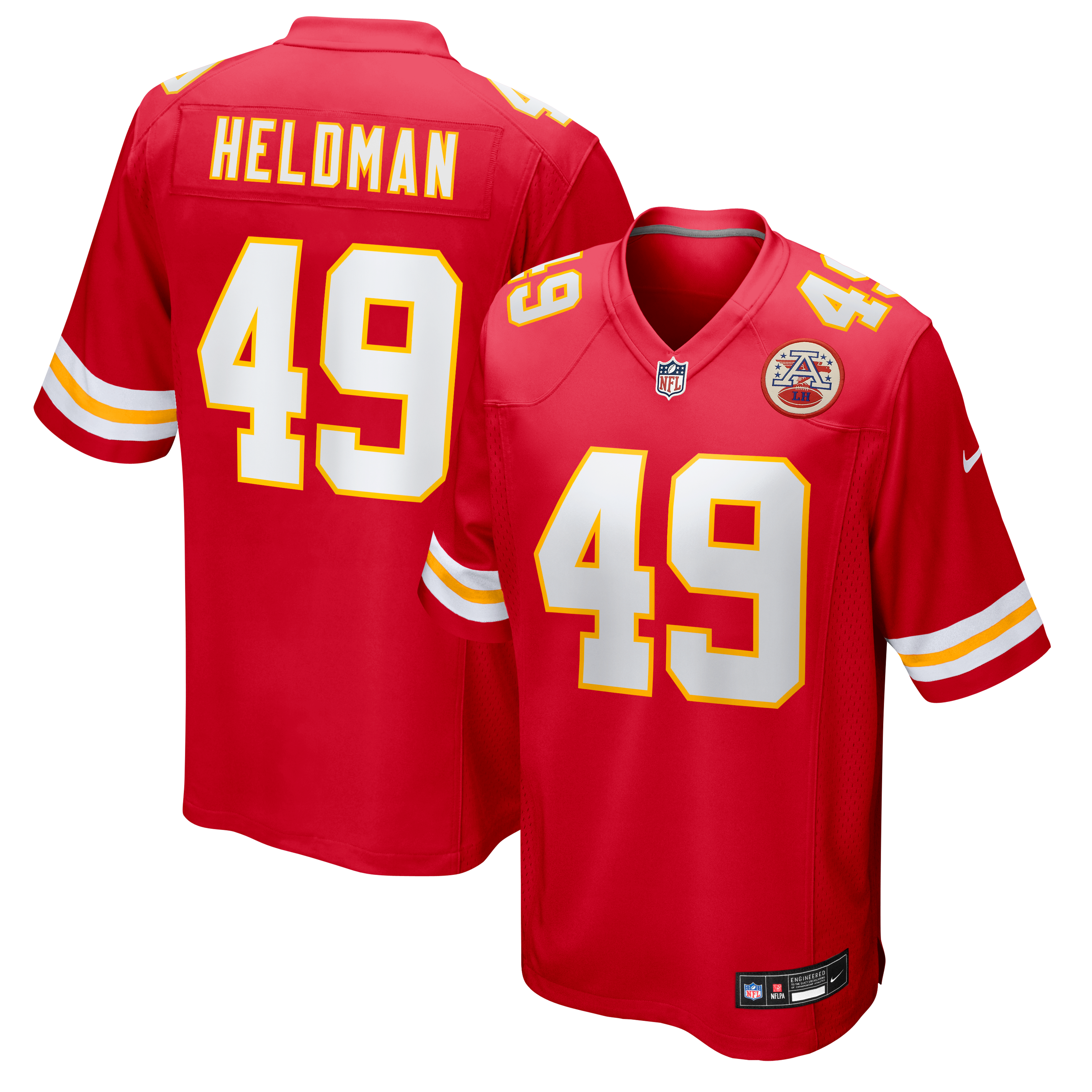 Maillot de match Nike Michael Heldman rouge des Kansas City Chiefs pour homme