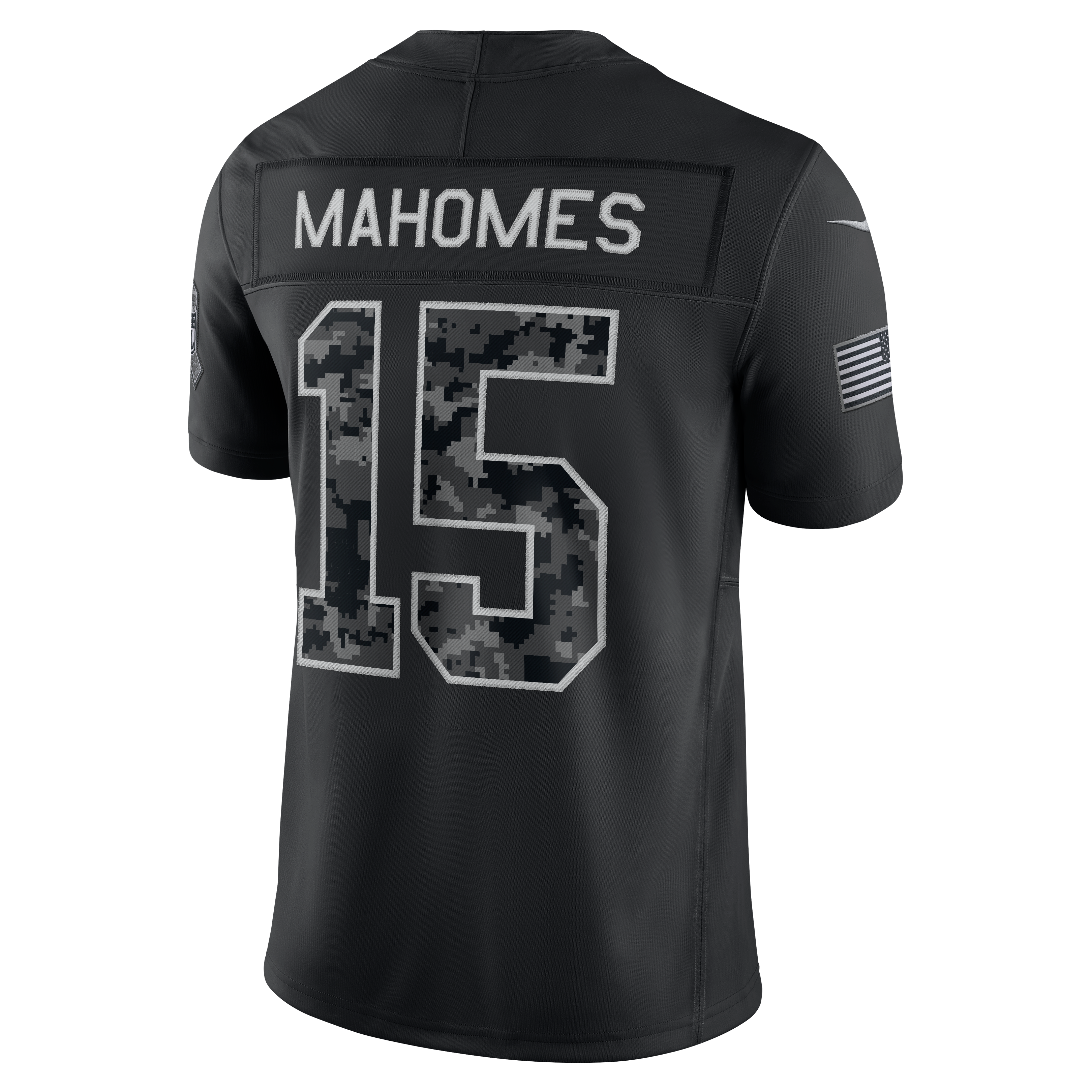 Maillot Nike Patrick Mahomes noir Kansas City Chiefs 2026 Salute to Service, édition limitée cousue