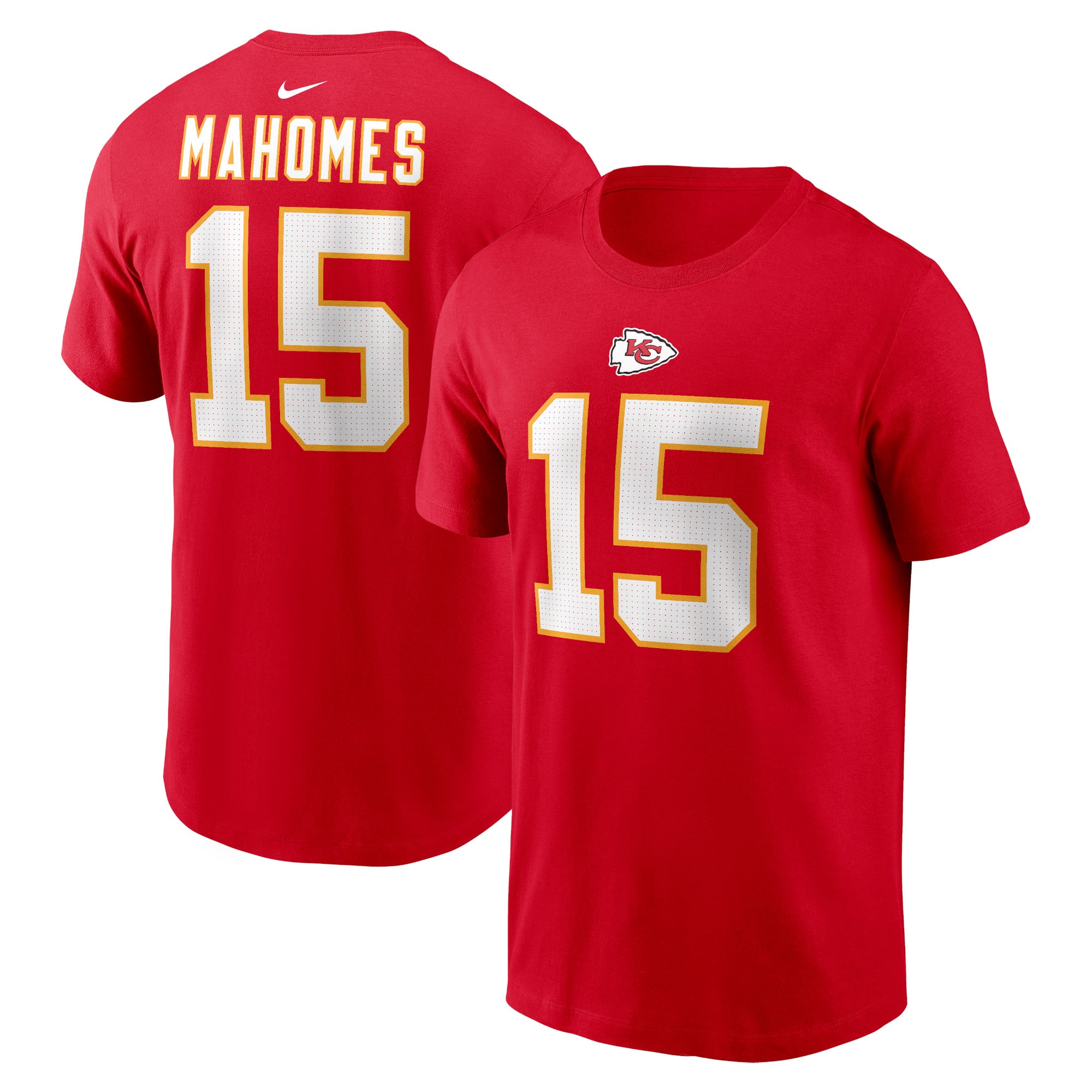 T-shirt Nike pour homme, Patrick Mahomes rouge, Kansas City Chiefs, avec nom et numéro