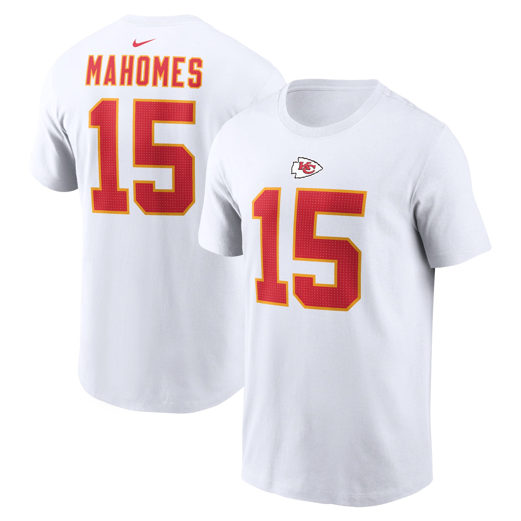 T-shirt Nike pour homme, Patrick Mahomes, blanc, Kansas City Chiefs, nom et numéro