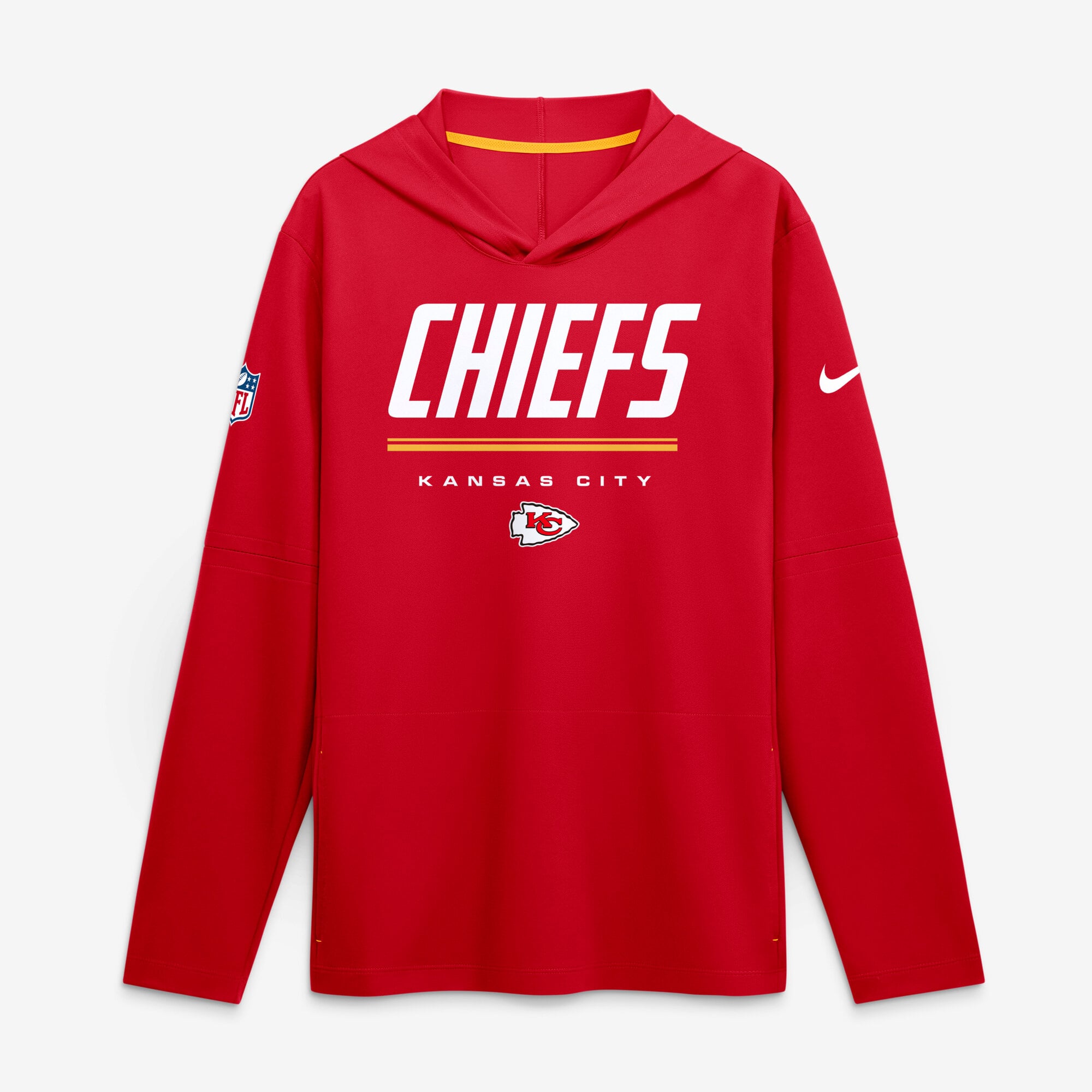 Men's Nike Red Kansas City Chiefs Big & Tall Sideline Game On Lightweight Hooded Long Sleeve Dri-FIT Top