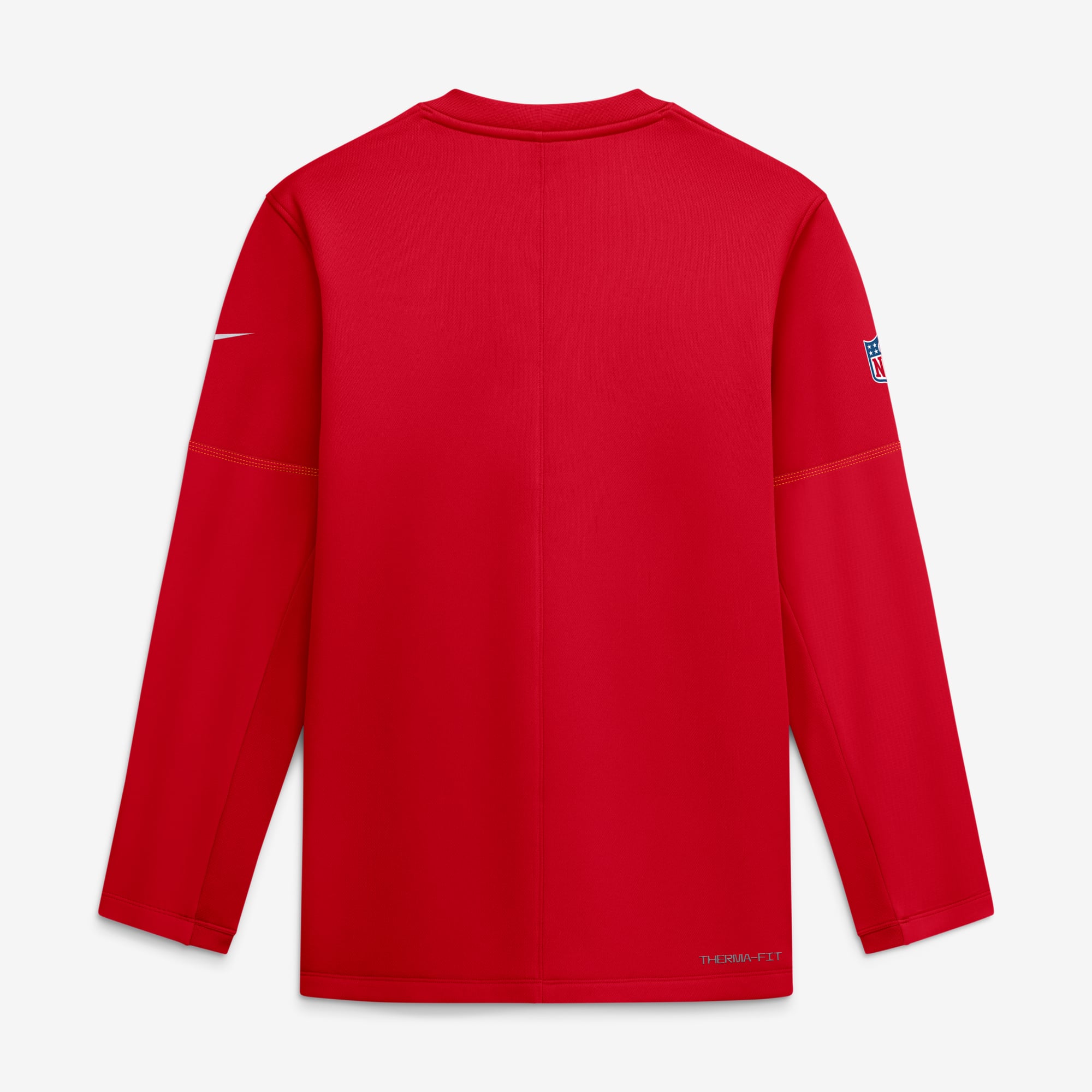 Haut Nike rouge Kansas City Chiefs Sideline Coach pour homme, col rond, poids moyen, technologie Therma-FIT