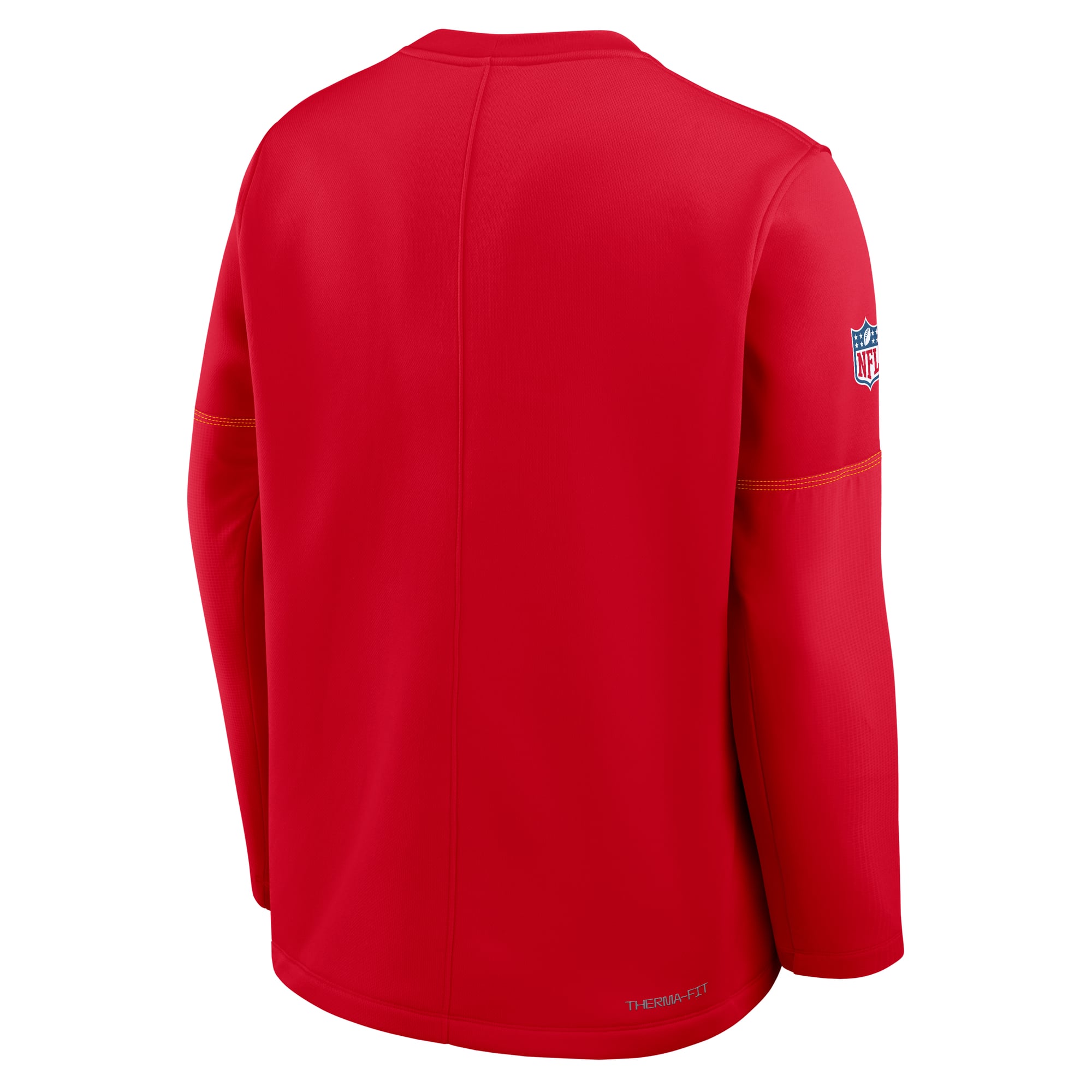 Haut Nike rouge Kansas City Chiefs Sideline Coach pour homme, col rond, poids moyen, technologie Therma-FIT