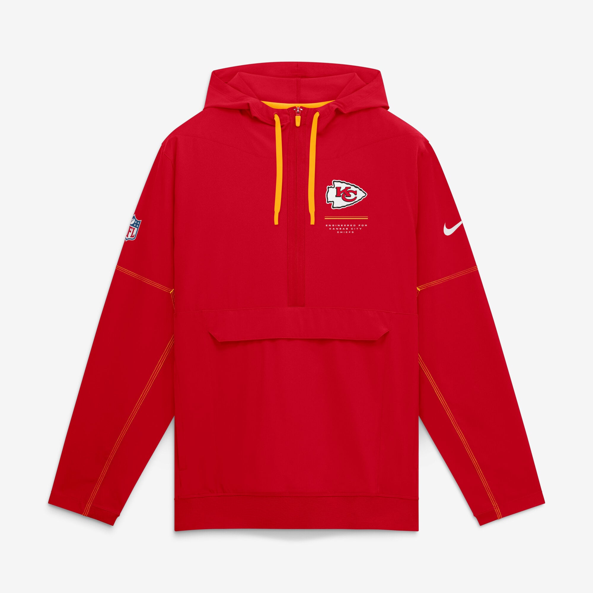 Veste anorak à demi-zip et capuche Nike pour homme, logo Glory des Chiefs de Kansas City, rouge.