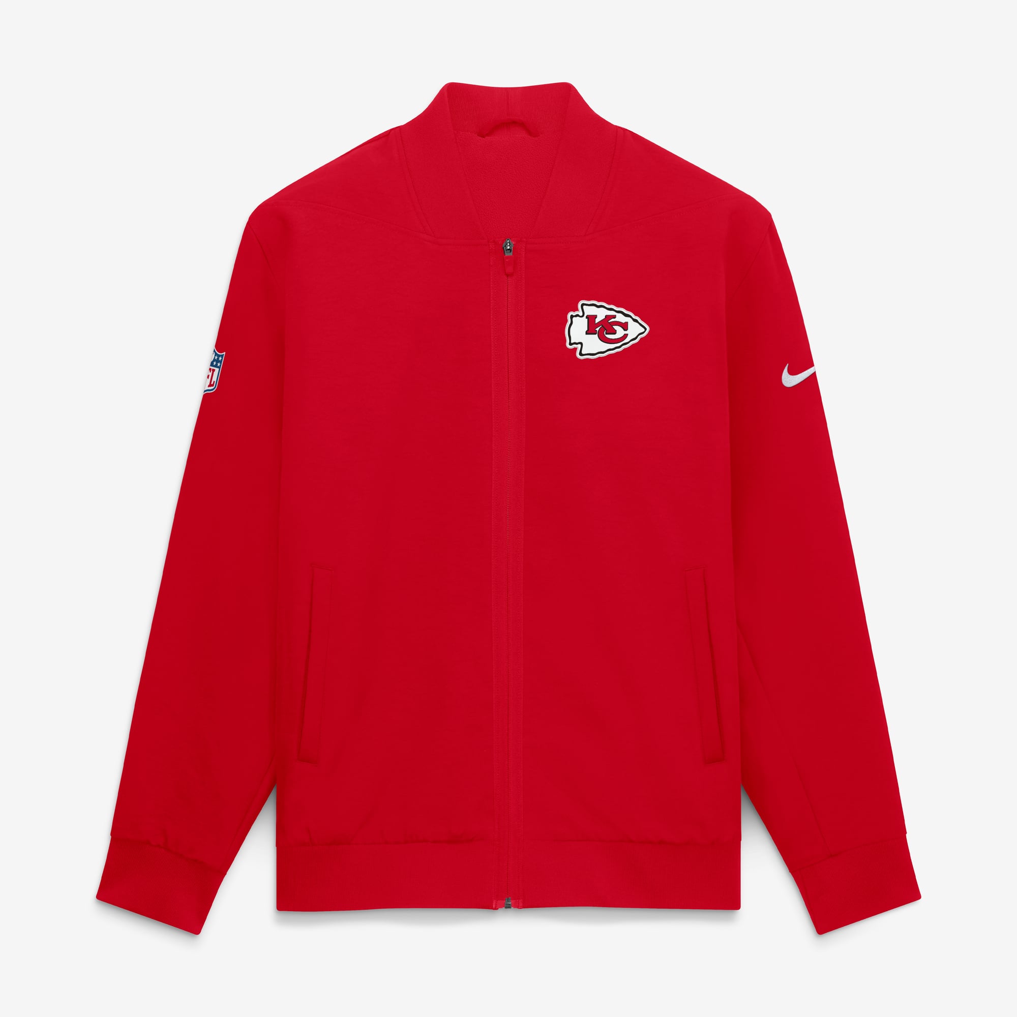 Men's Nike Red Kansas City Chiefs Sideline Powerful Blocking Full-Zip Dri-FIT Bomber Jacket