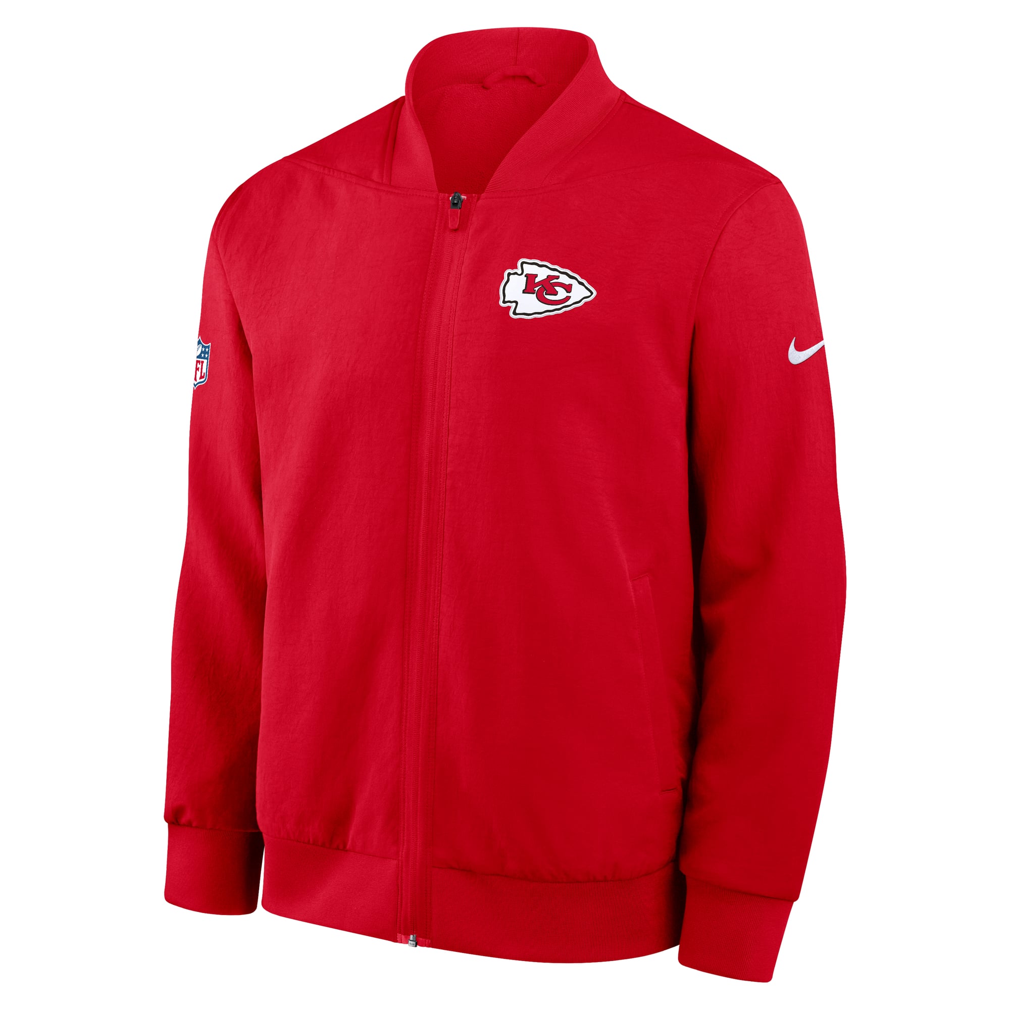 Men's Nike Red Kansas City Chiefs Sideline Powerful Blocking Full-Zip Dri-FIT Bomber Jacket