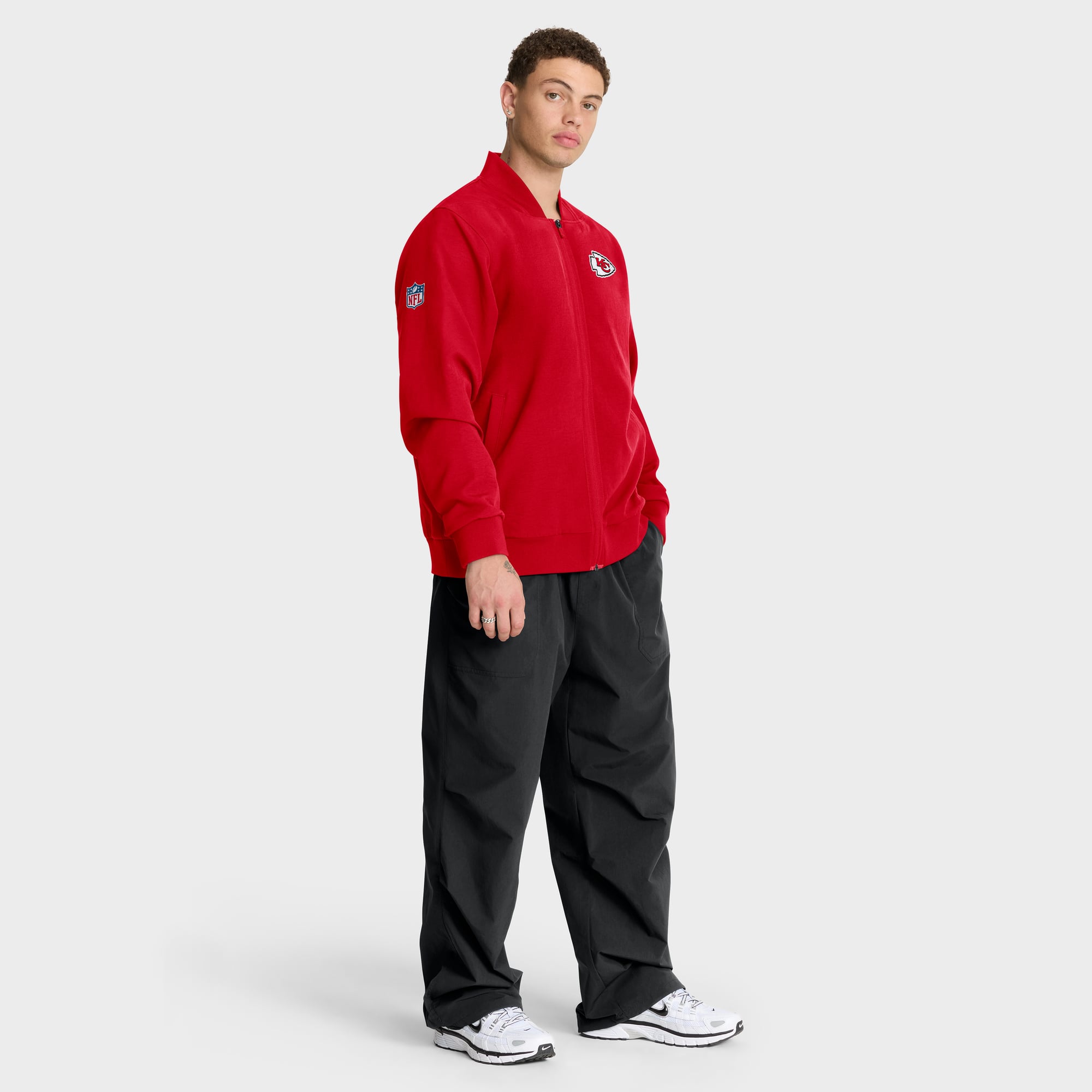 Men's Nike Red Kansas City Chiefs Sideline Powerful Blocking Full-Zip Dri-FIT Bomber Jacket