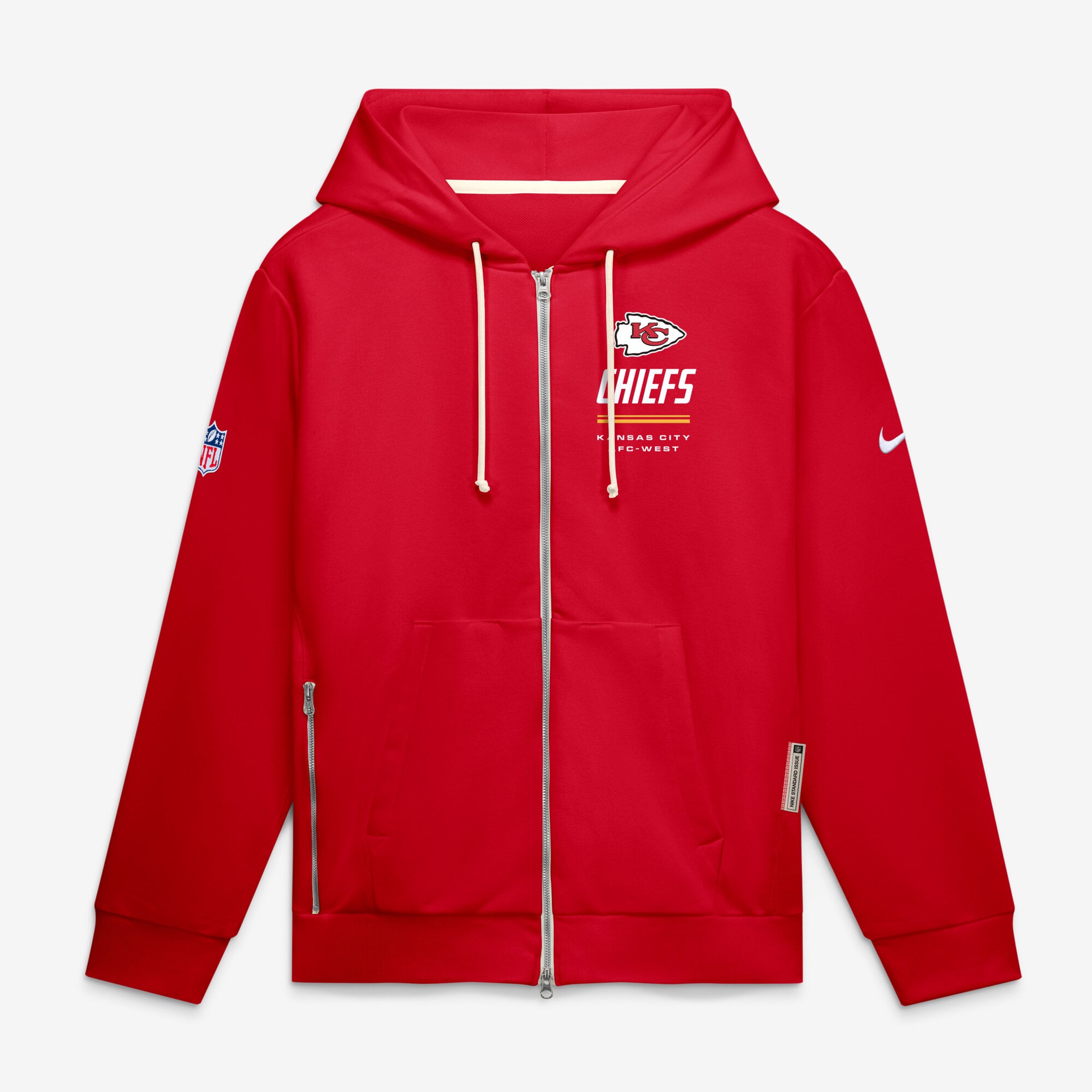 Sweat à capuche zippé Nike rouge Kansas City Chiefs Sideline Standard Issue Dri-FIT pour homme