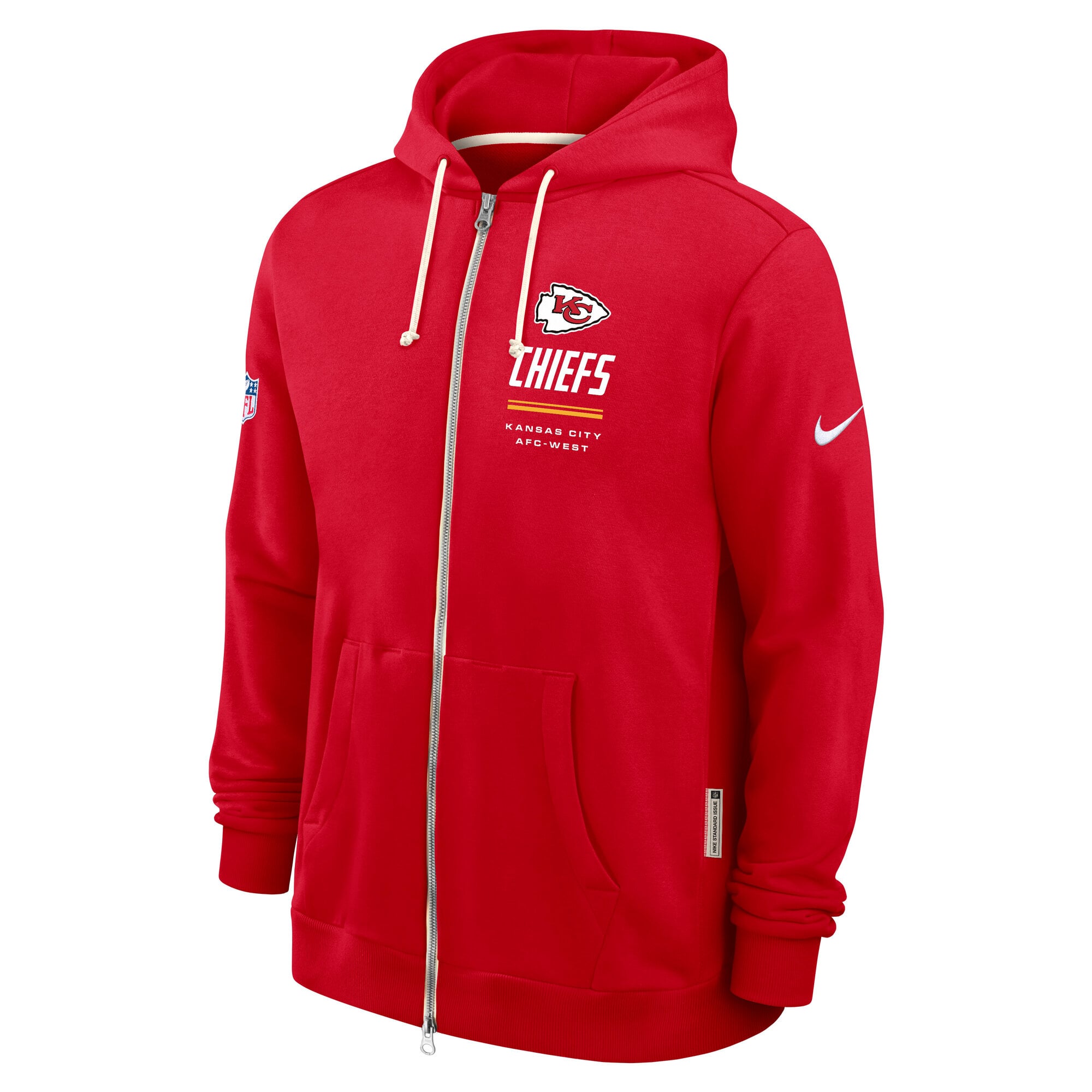 Sweat à capuche zippé Nike rouge Kansas City Chiefs Sideline Standard Issue Quarterback Scramble Dri-FIT pour homme