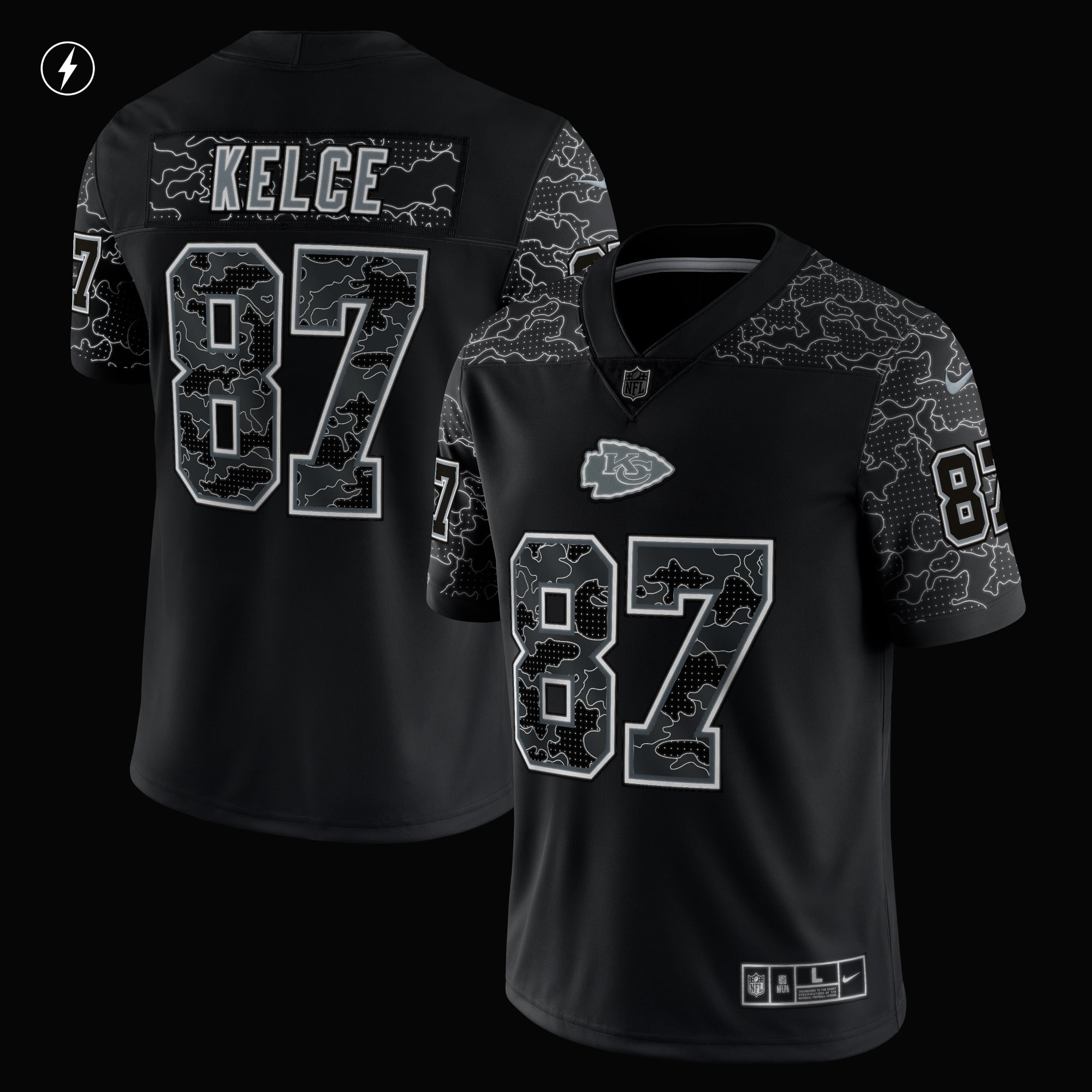 Men's Nike Travis Kelce Black Kansas City Chiefs RFLCTV Limited Jersey