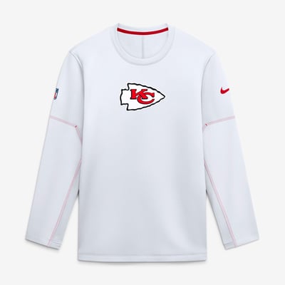 Kansas City Chiefs Nike Sideline Coaches Team Present Midweight Therma-FIT Sweatshirt - White