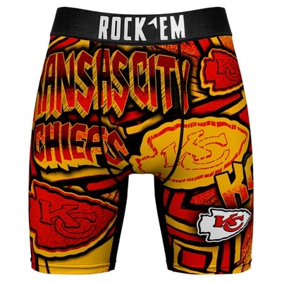  Kansas City Chiefs Rock Em Socks Sketched Out Boxer Briefs - Red