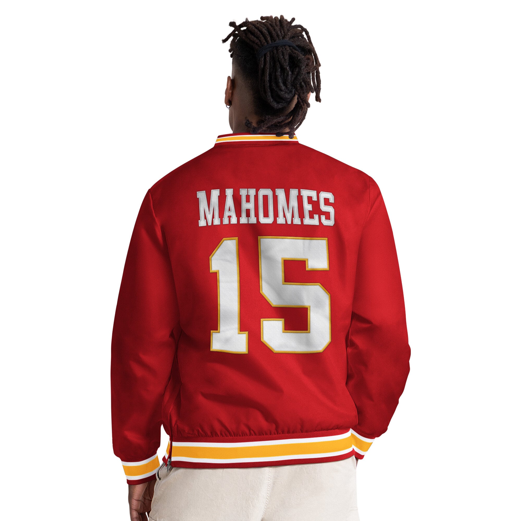 Pull à col en V Starter pour homme, modèle Patrick Mahomes rouge Kansas City Chiefs.