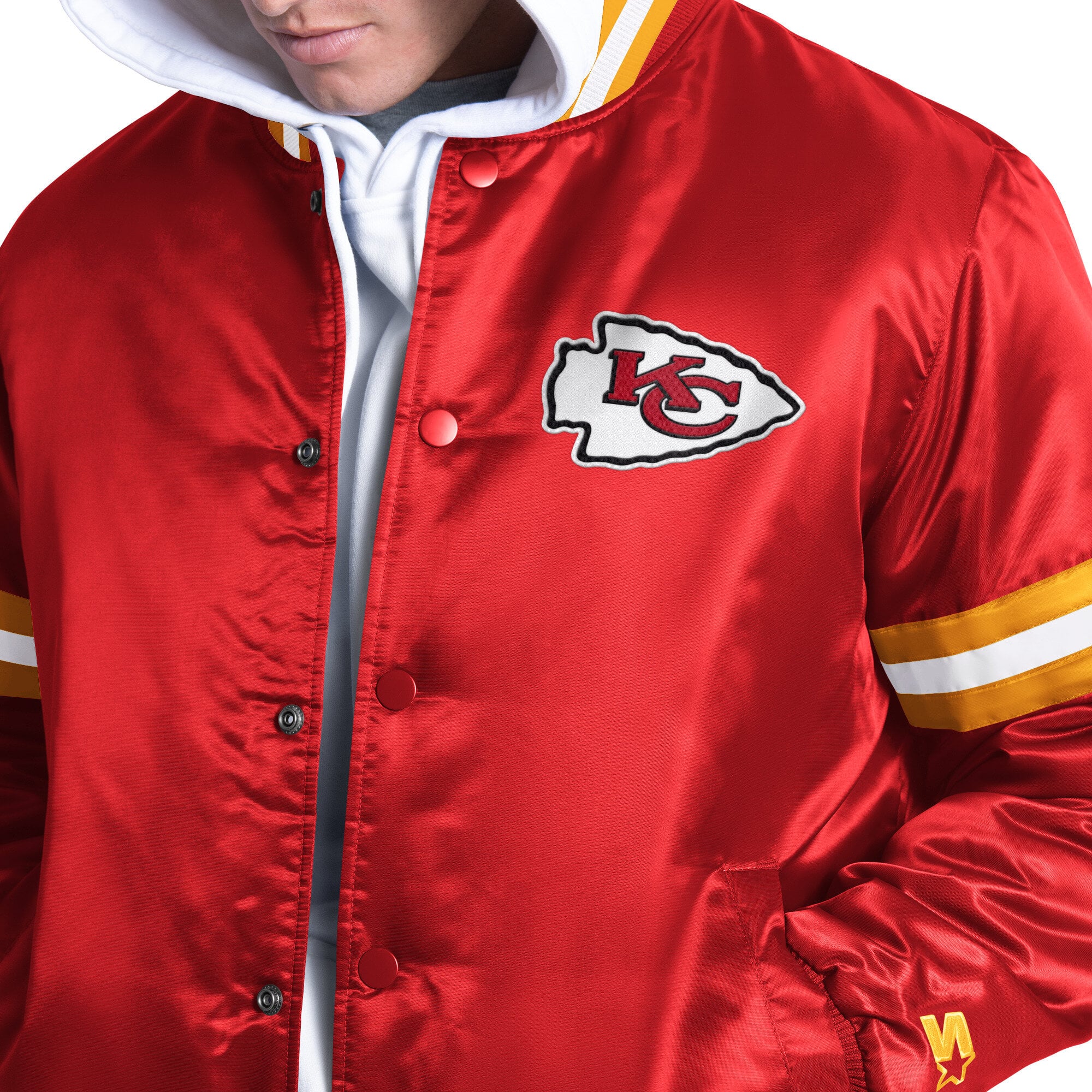 Veste universitaire Starter rouge Kansas City Chiefs Courtside à boutons-pression pour homme