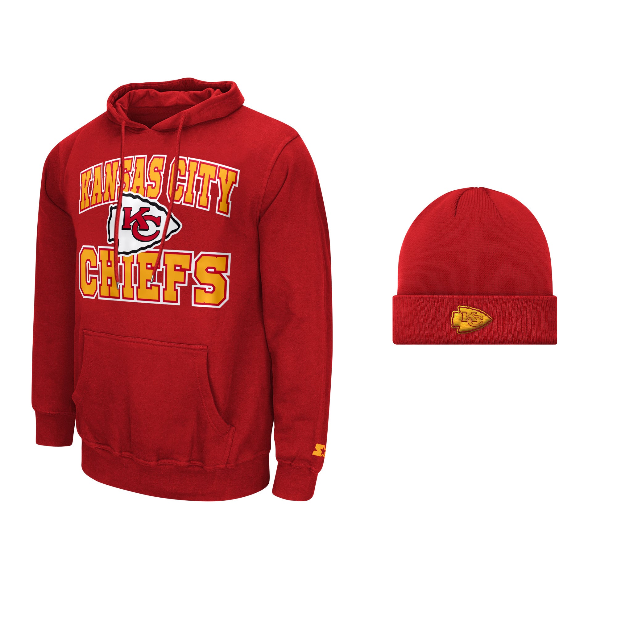 Ensemble sweat à capuche et bonnet revers Starter rouge Kansas City Chiefs pour homme