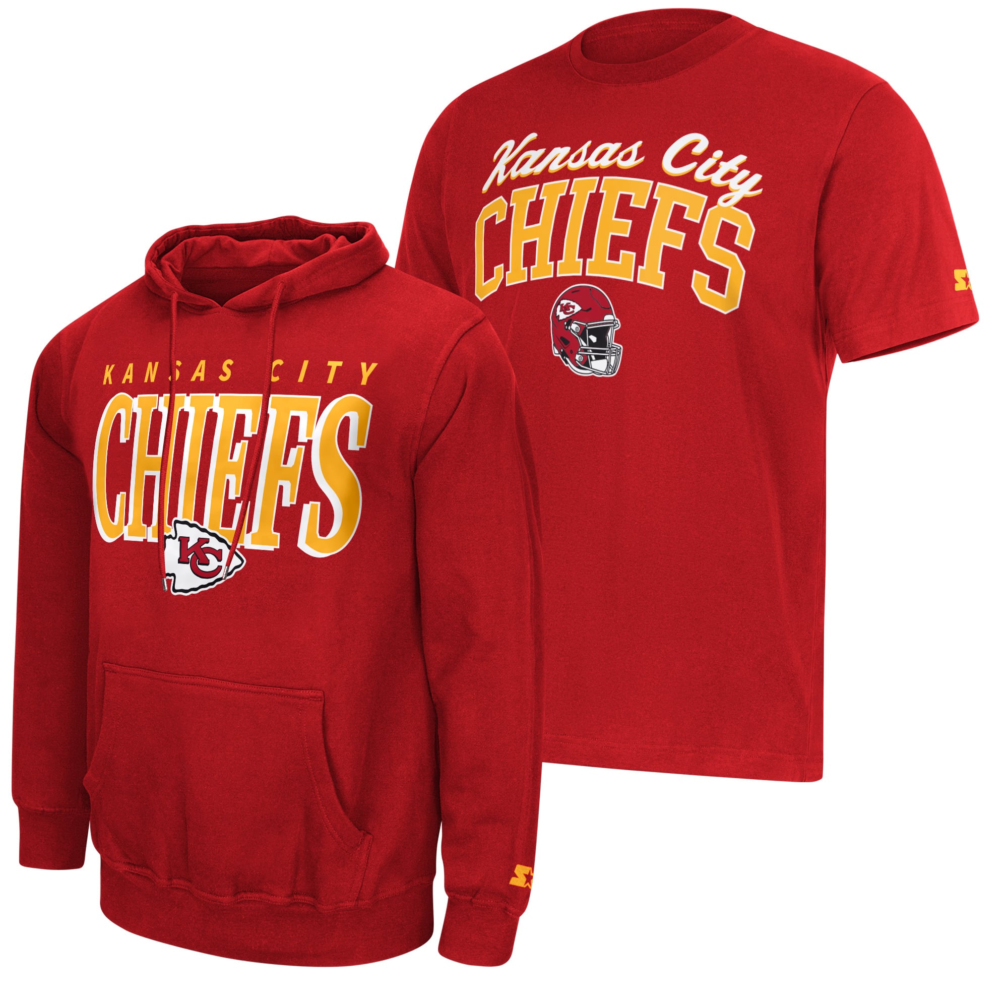 Ensemble t-shirt et sweat à capuche Starter rouge Kansas City Chiefs pour homme
