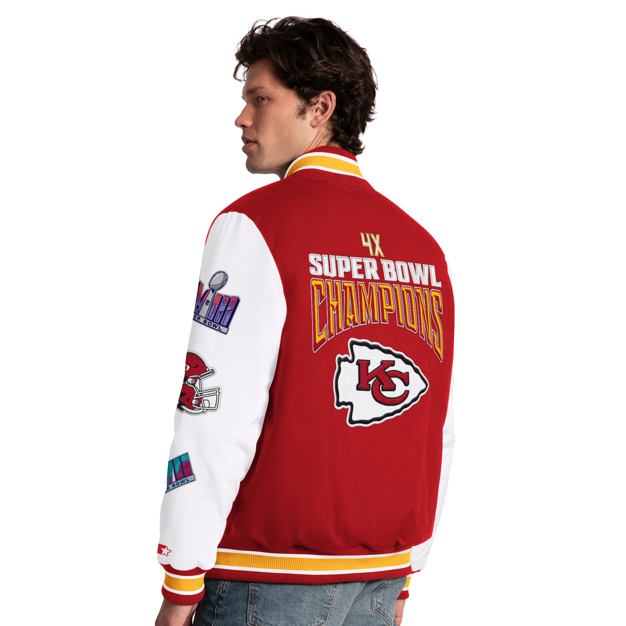 Veste universitaire Starter rouge Kansas City Chiefs Playoffs pour homme, à boutons-pression.