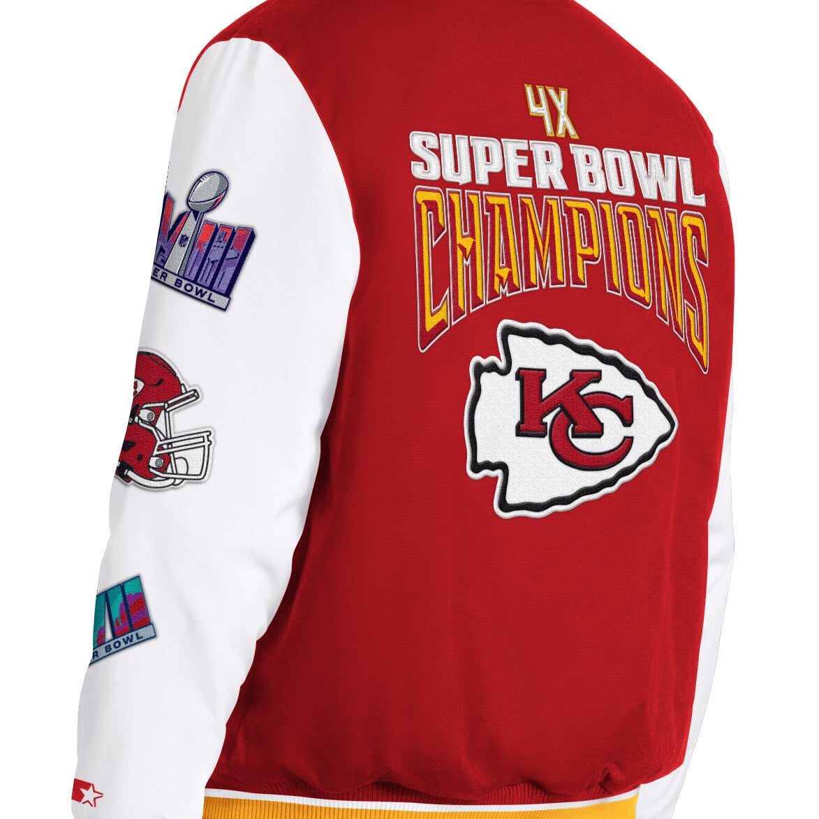 Veste universitaire Starter rouge Kansas City Chiefs Playoffs pour homme, à boutons-pression.