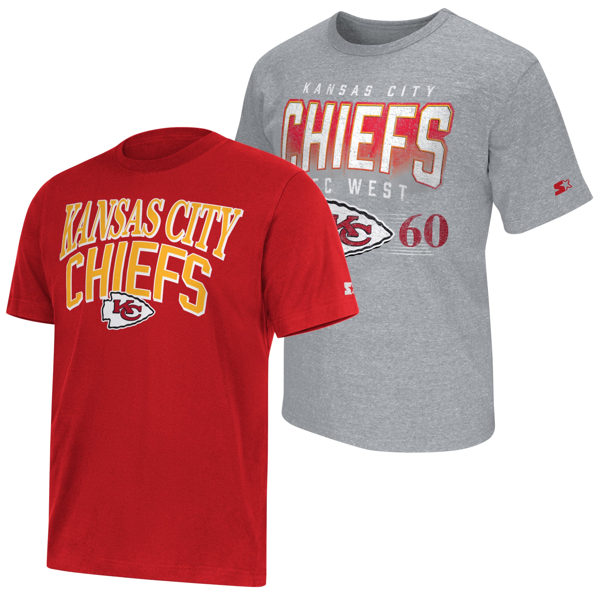Men's Starter Red/Heather Gray Kansas City Chiefs Two-Pack Logo T-Shirt Set