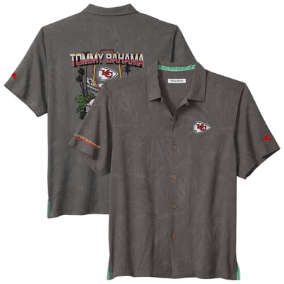  Kansas City Chiefs Tommy Bahama Endzone Paradise IslandZone Button-Up Shirt - Gray