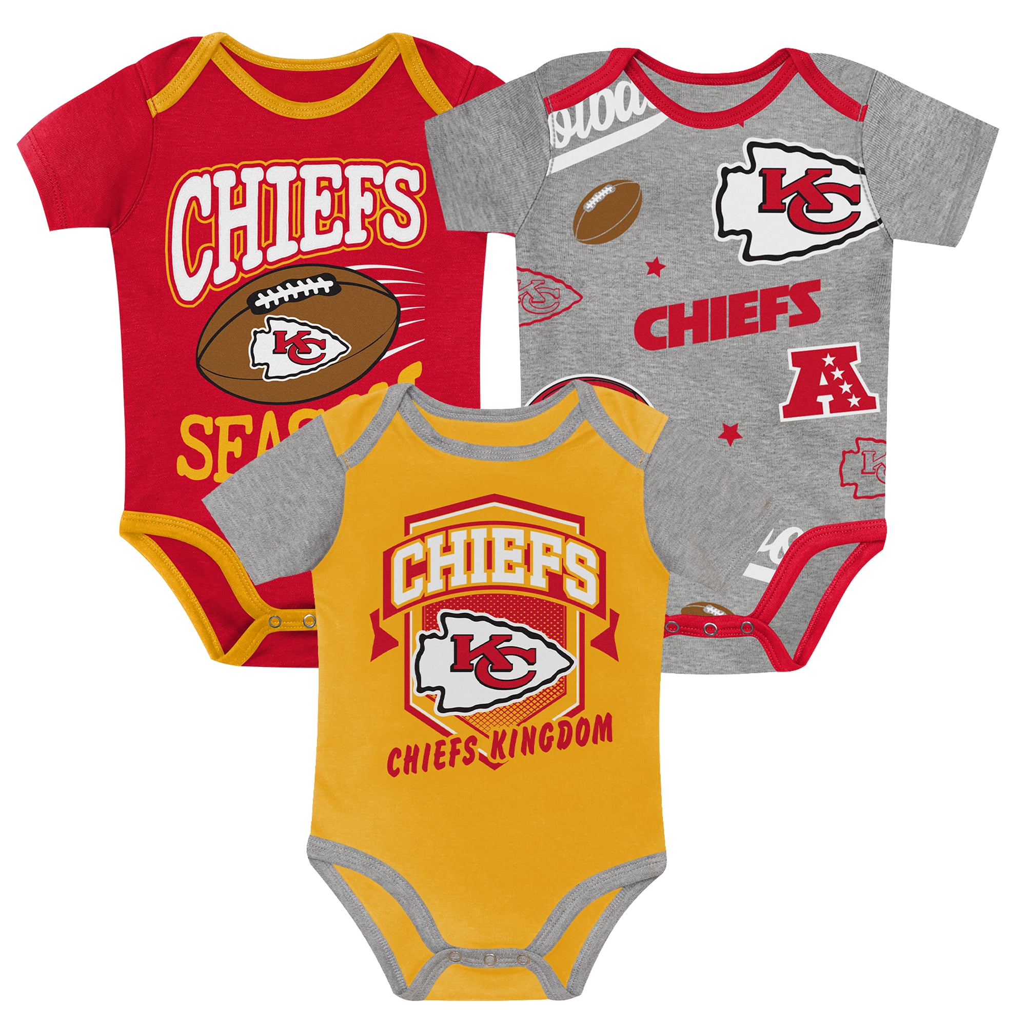 Newborn Outerstuff Kansas City Chiefs First Round Pick Three-Piece Bodysuit Set