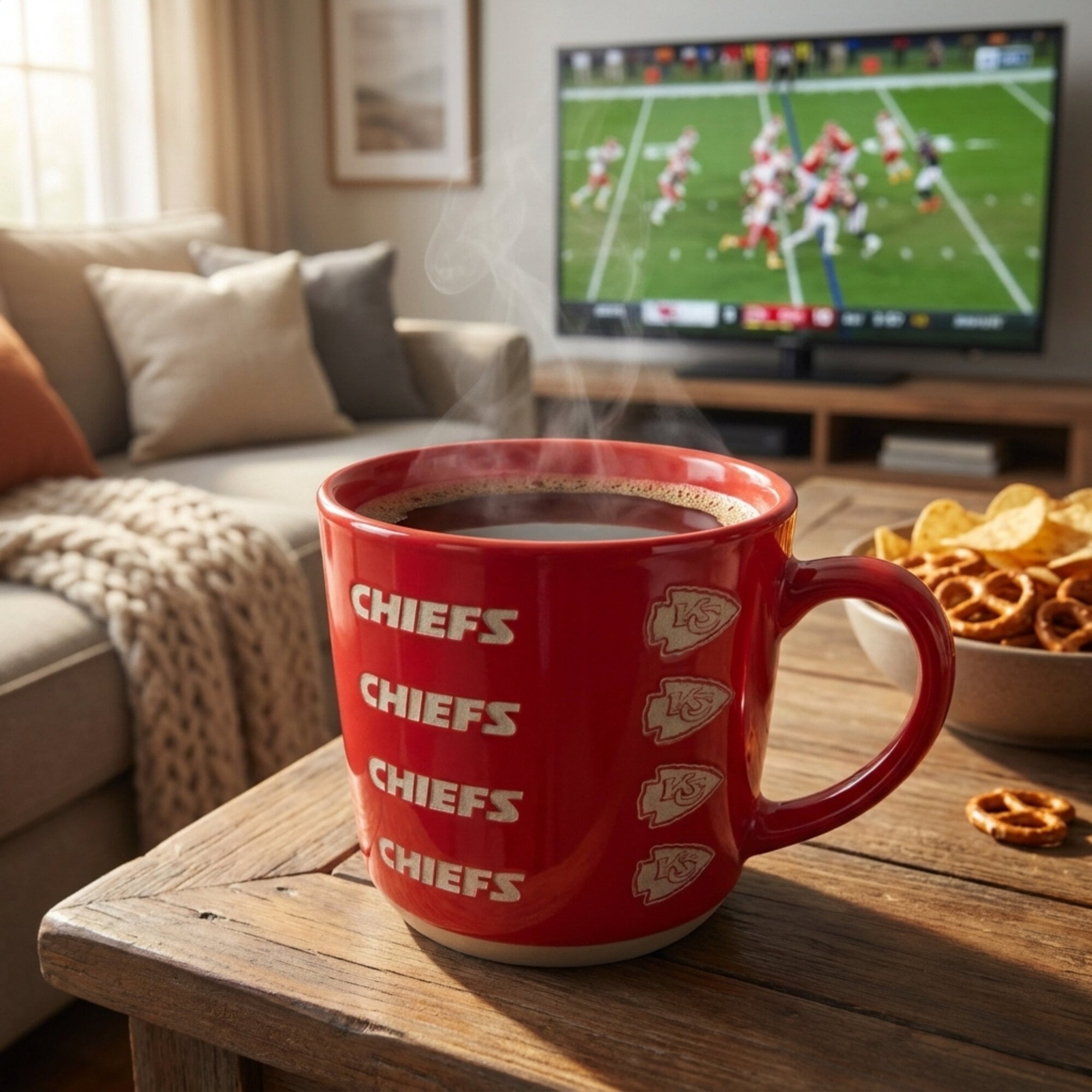 Mug Pegasus Kansas City Chiefs 17 oz, logo ton sur ton, finition sablée