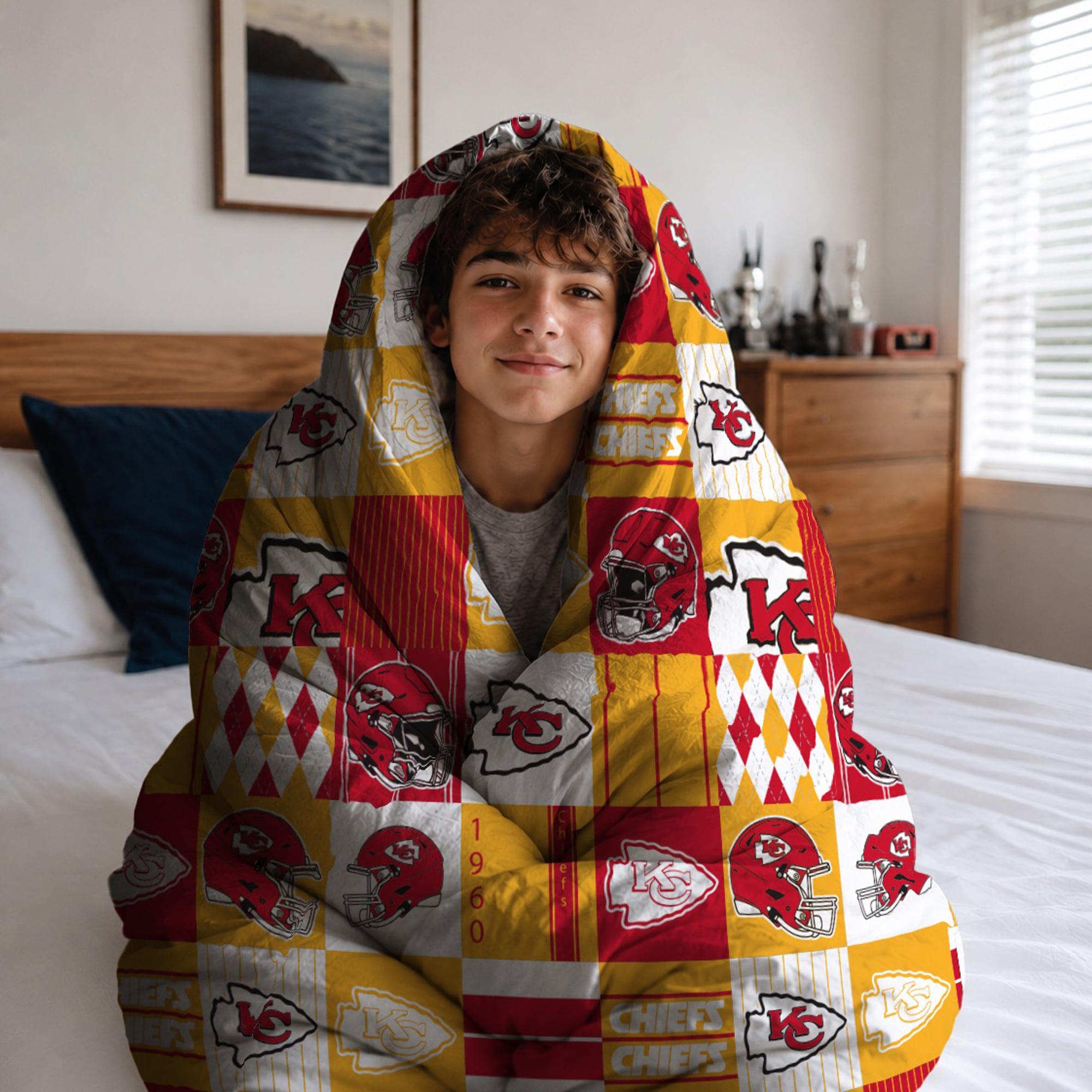 Pegasus Kansas City Chiefs Patchwork Plaid Three-Piece Full/Queen Bed in a Bag Set