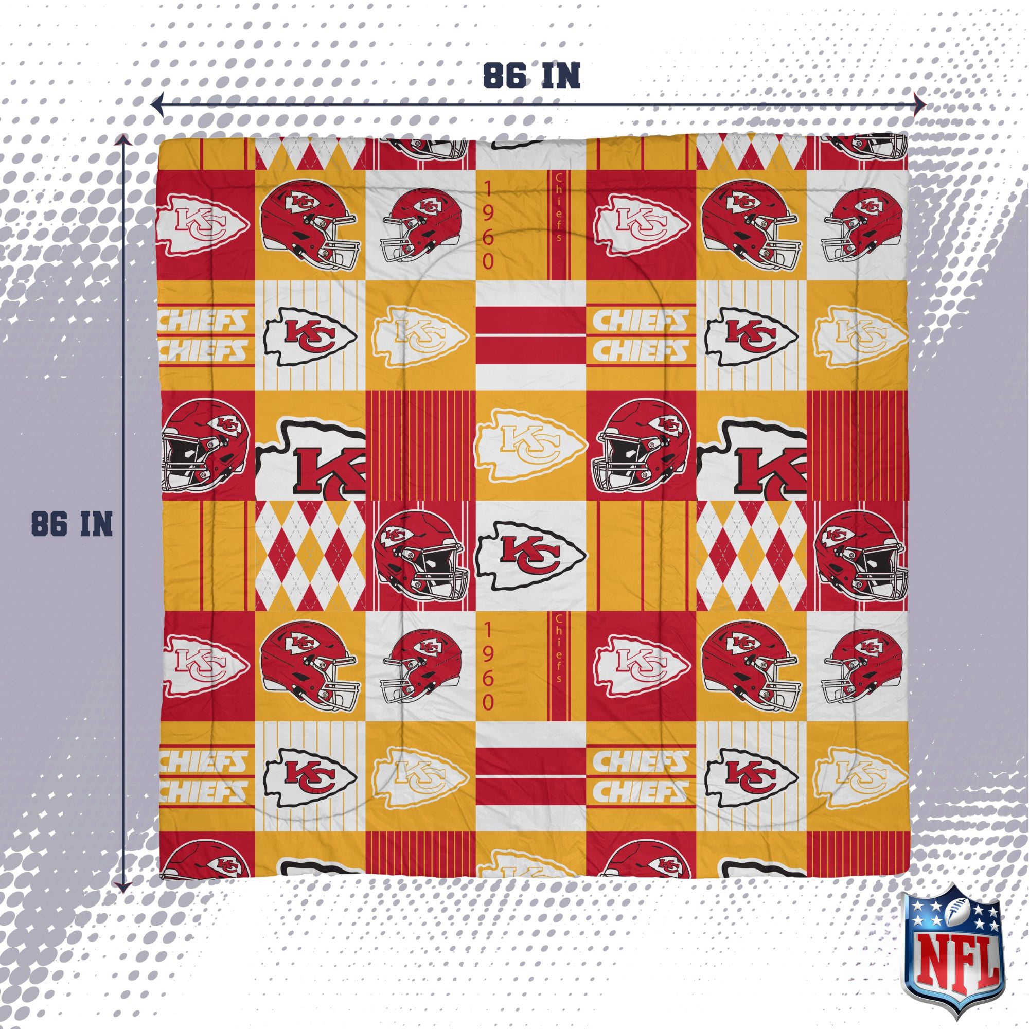Pegasus Kansas City Chiefs Patchwork Plaid Three-Piece Full/Queen Bed in a Bag Set