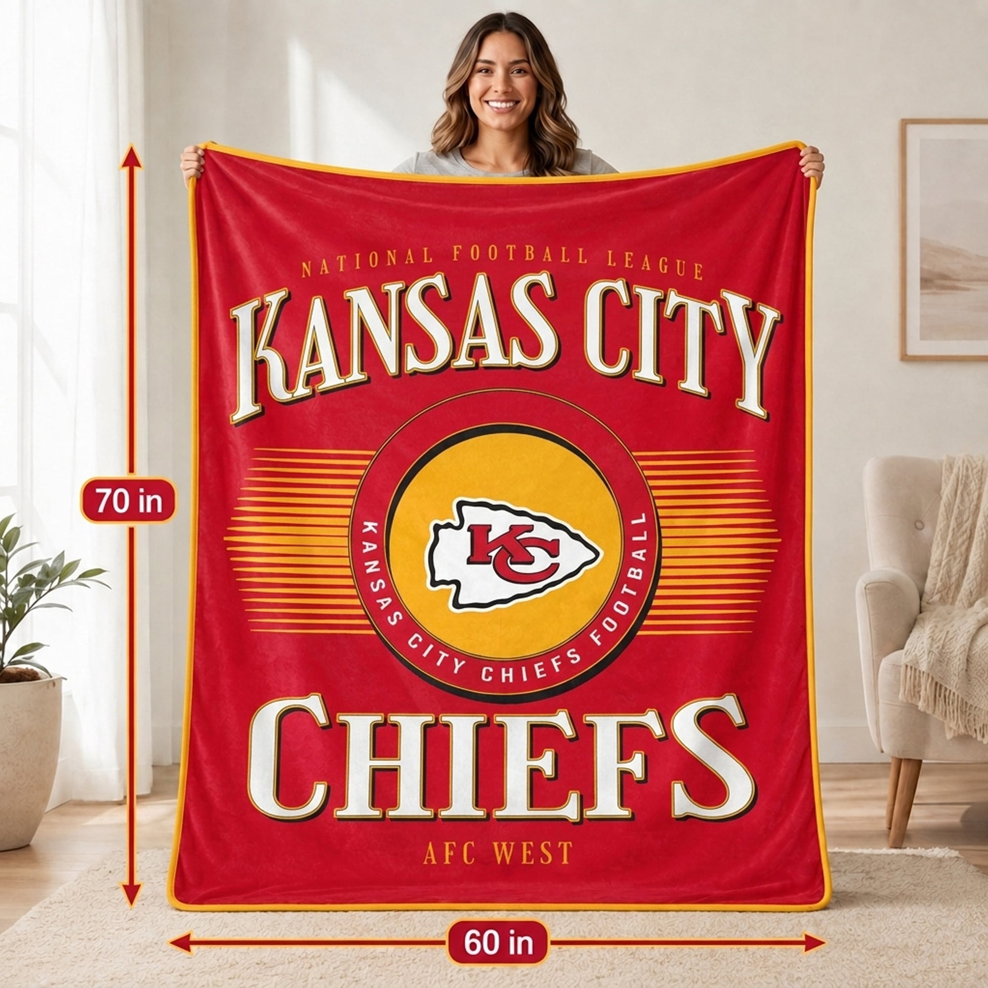 Couverture ultra douce Pegasus Kansas City Chiefs Spotlight Arch 60" x 70"