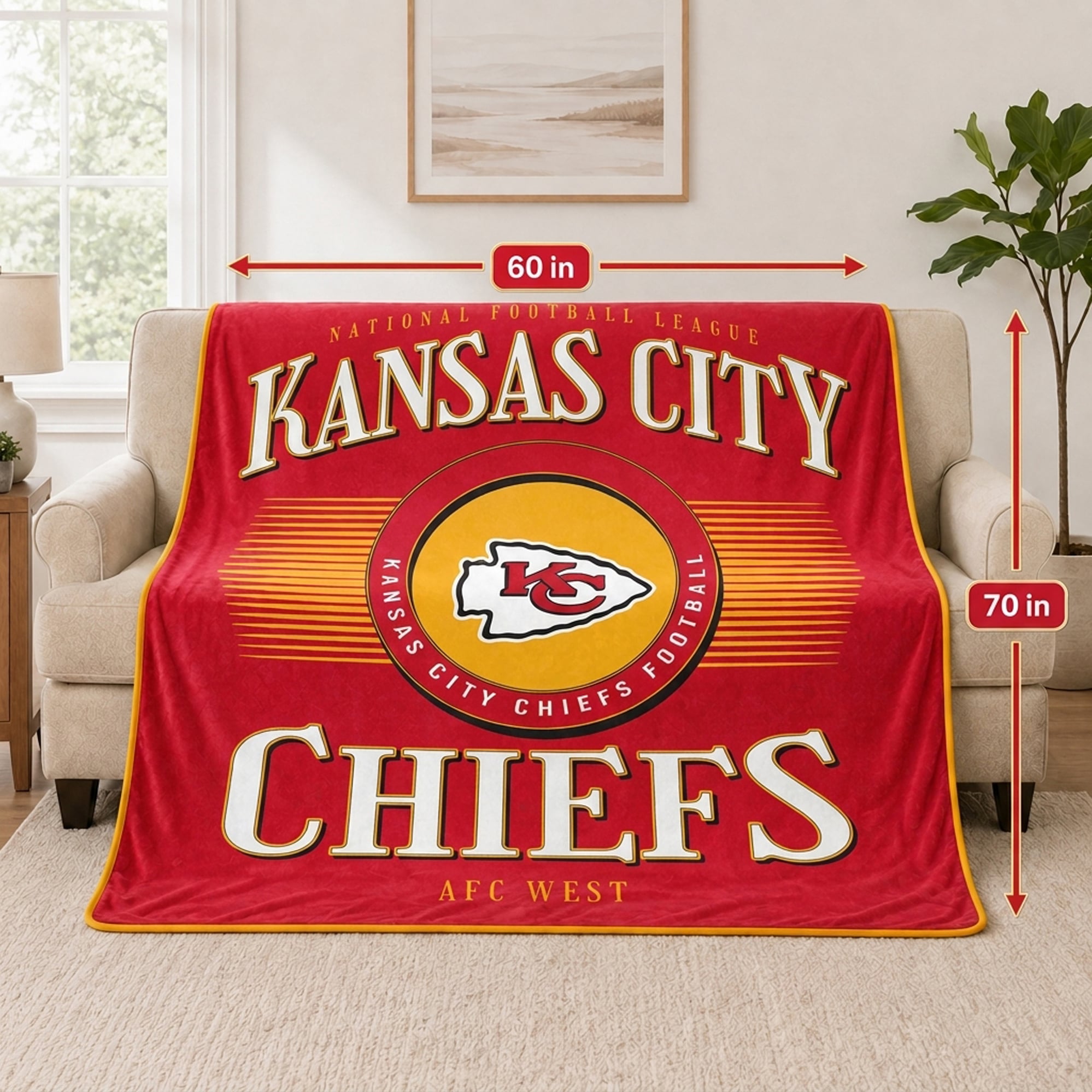 Couverture ultra douce Pegasus Kansas City Chiefs Spotlight Arch 60" x 70"