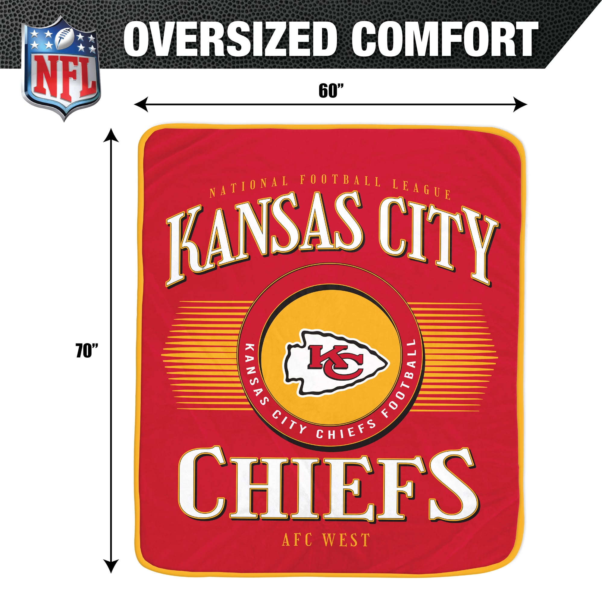 Couverture ultra douce Pegasus Kansas City Chiefs Spotlight Arch 60" x 70"