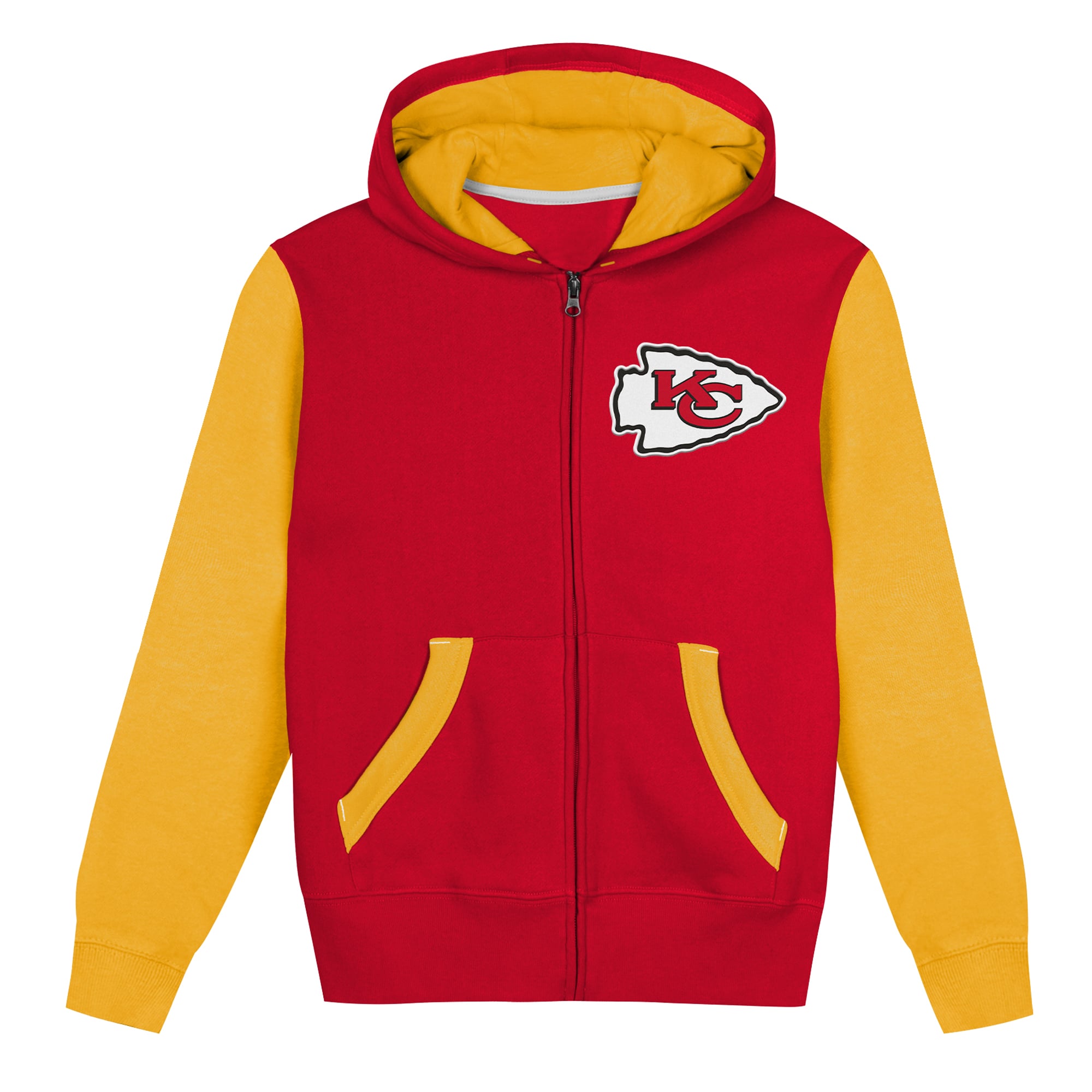 Sweat à capuche zippé Outerstuff rouge Kansas City Chiefs Stadium blocs de couleurs pour enfants d'âge préscolaire