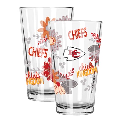 Kansas City Chiefs The Memory Company Two-Piece 16oz. Flowers Pint Glass Set