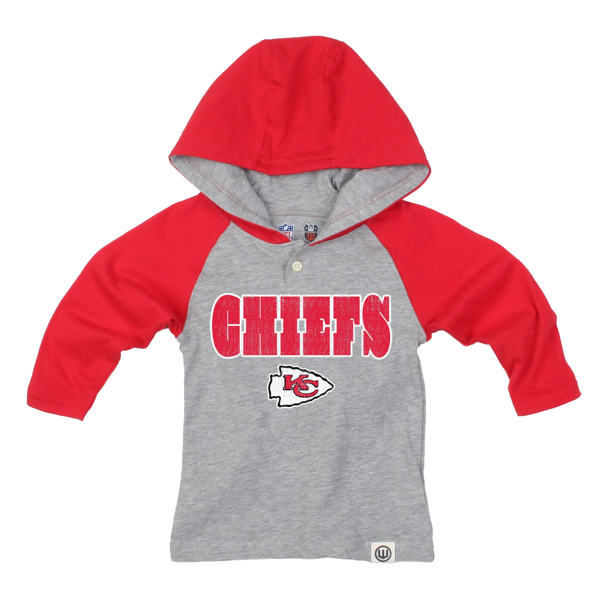 Toddler Wes & Willy Heather Gray/Red Kansas City Chiefs Henley Hoodie Sweatpants Set
