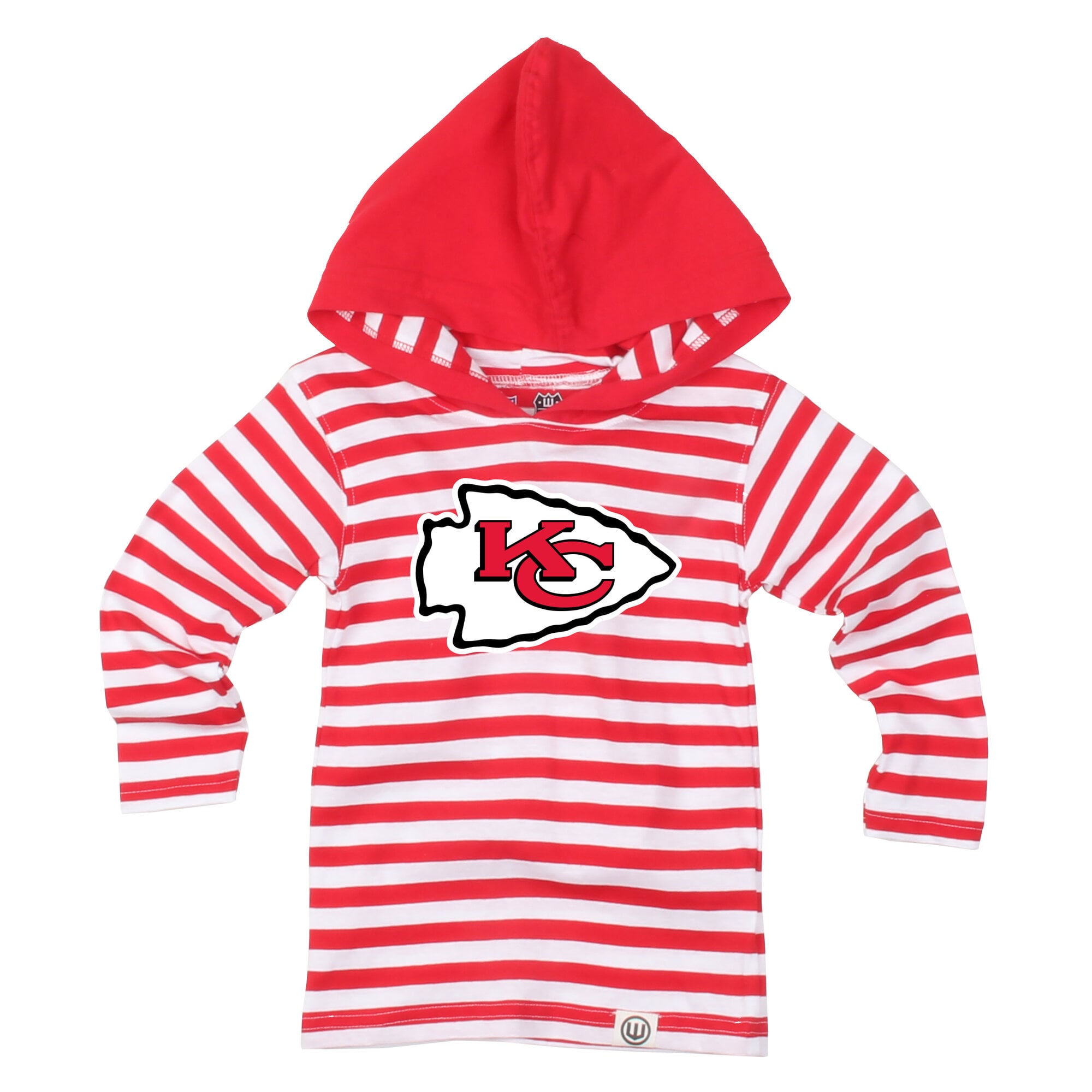 Ensemble pour tout-petit Wes & Willy rouge Kansas City Chiefs à rayures, haut manches longues et pantalon capuche.