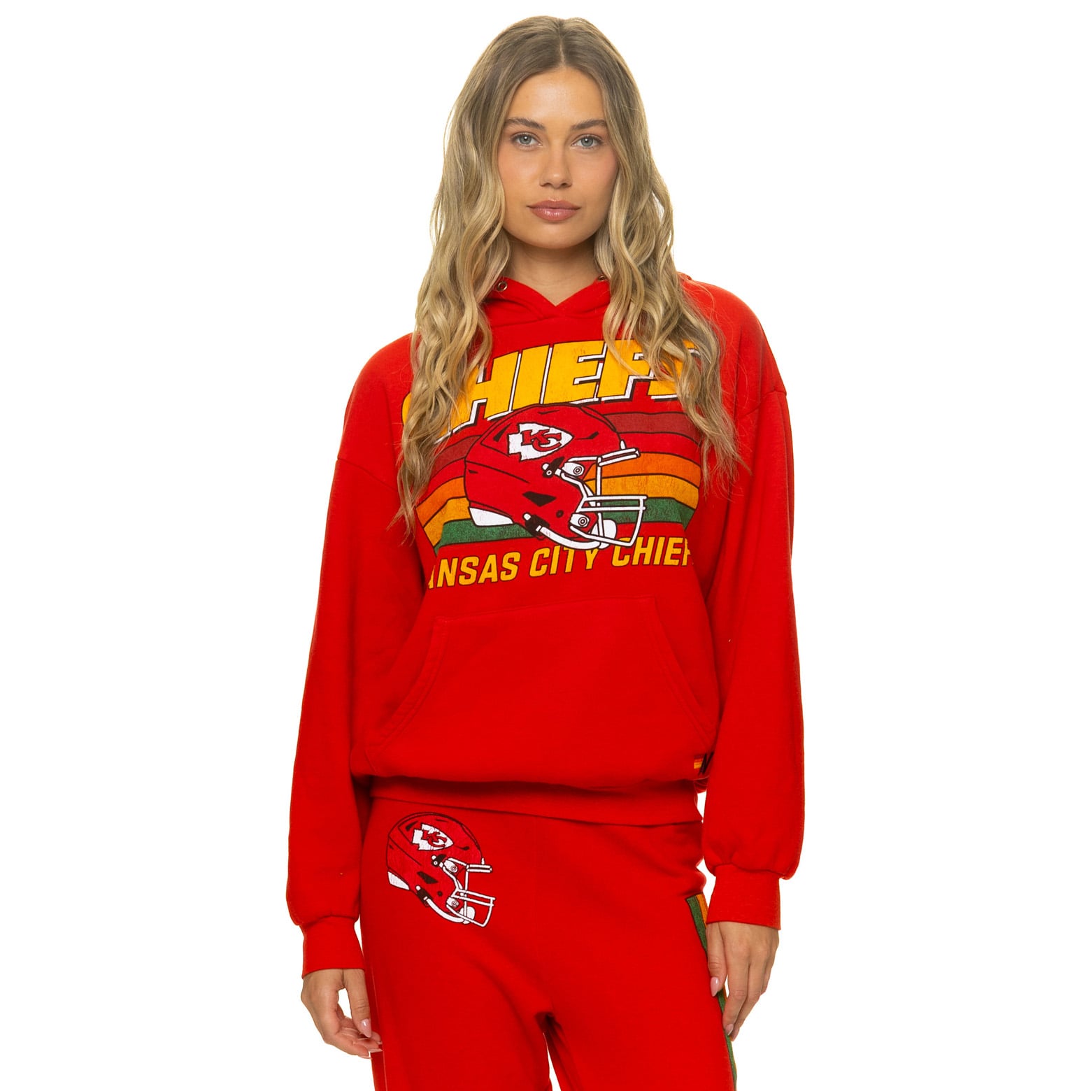 Sweat à capuche unisexe Aviator Nation rouge Kansas City Chiefs, coupe décontractée, en mélange de trois matières.