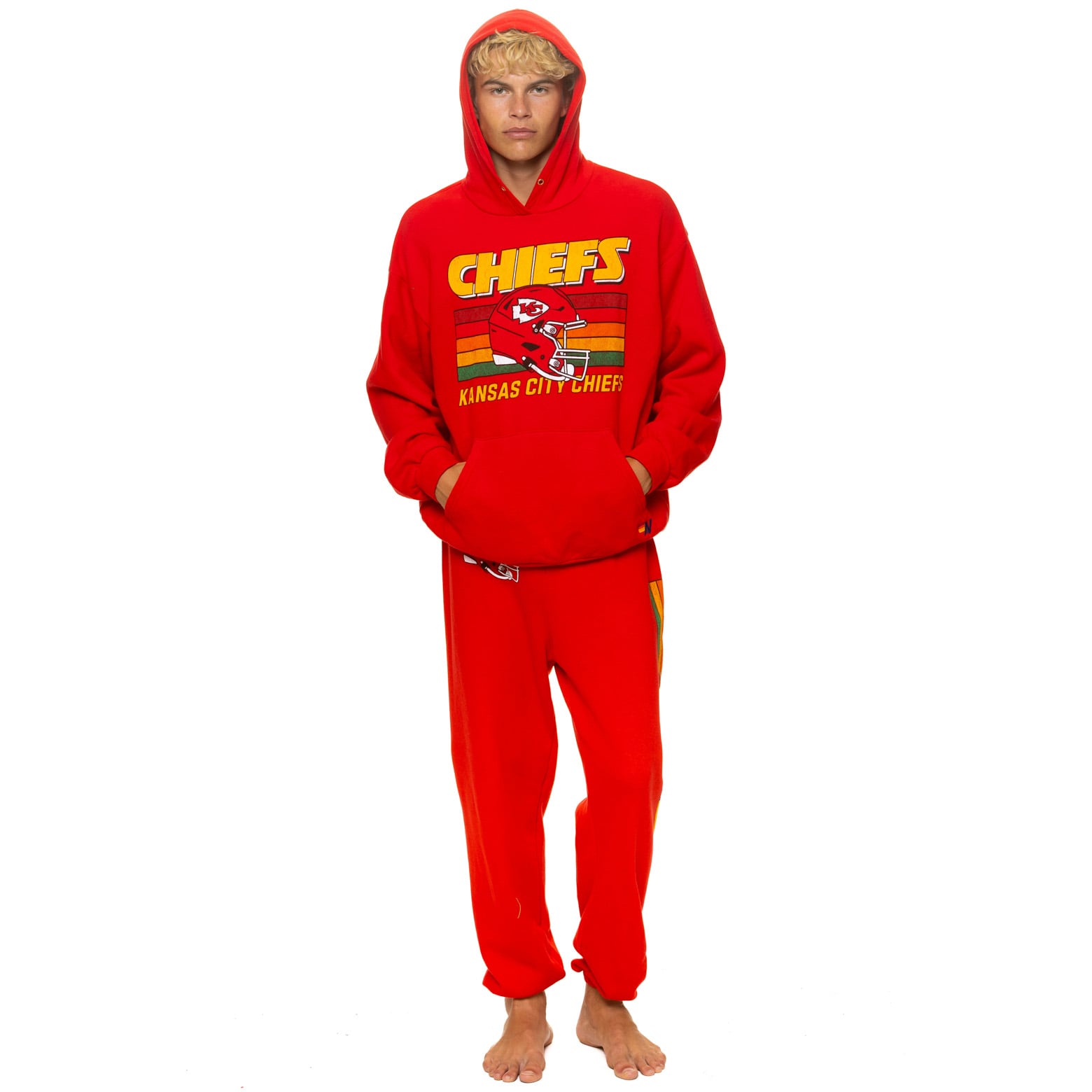 Sweat à capuche unisexe Aviator Nation rouge Kansas City Chiefs, coupe décontractée, en mélange de trois matières.