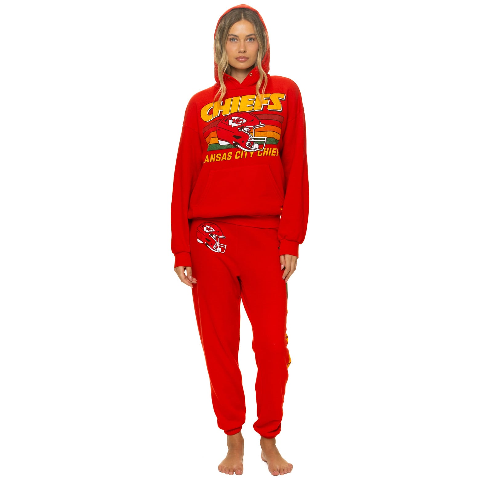 Sweat à capuche unisexe Aviator Nation rouge Kansas City Chiefs, coupe décontractée, en mélange de trois matières.