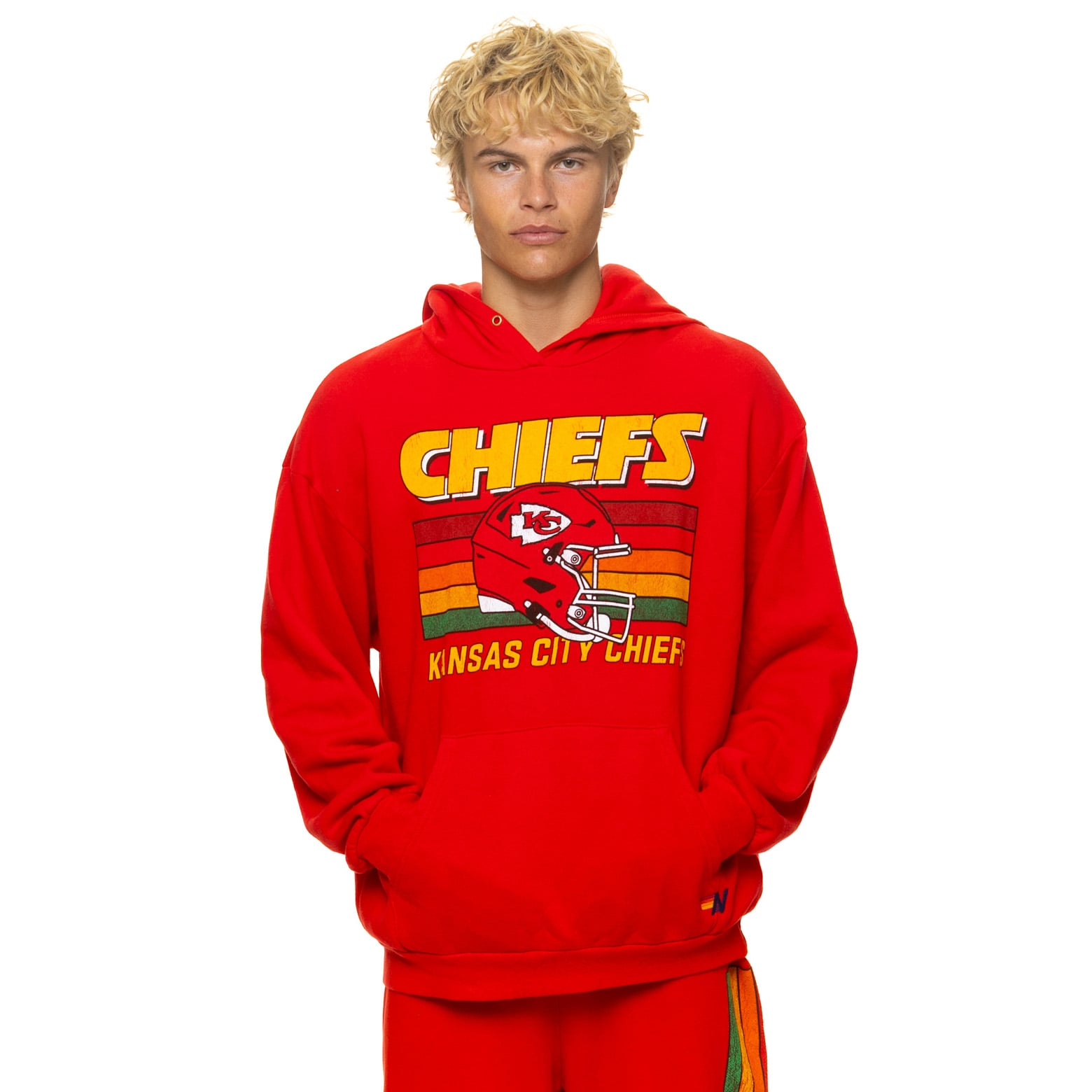 Sweat à capuche unisexe Aviator Nation rouge Kansas City Chiefs, coupe décontractée, en mélange de trois matières.