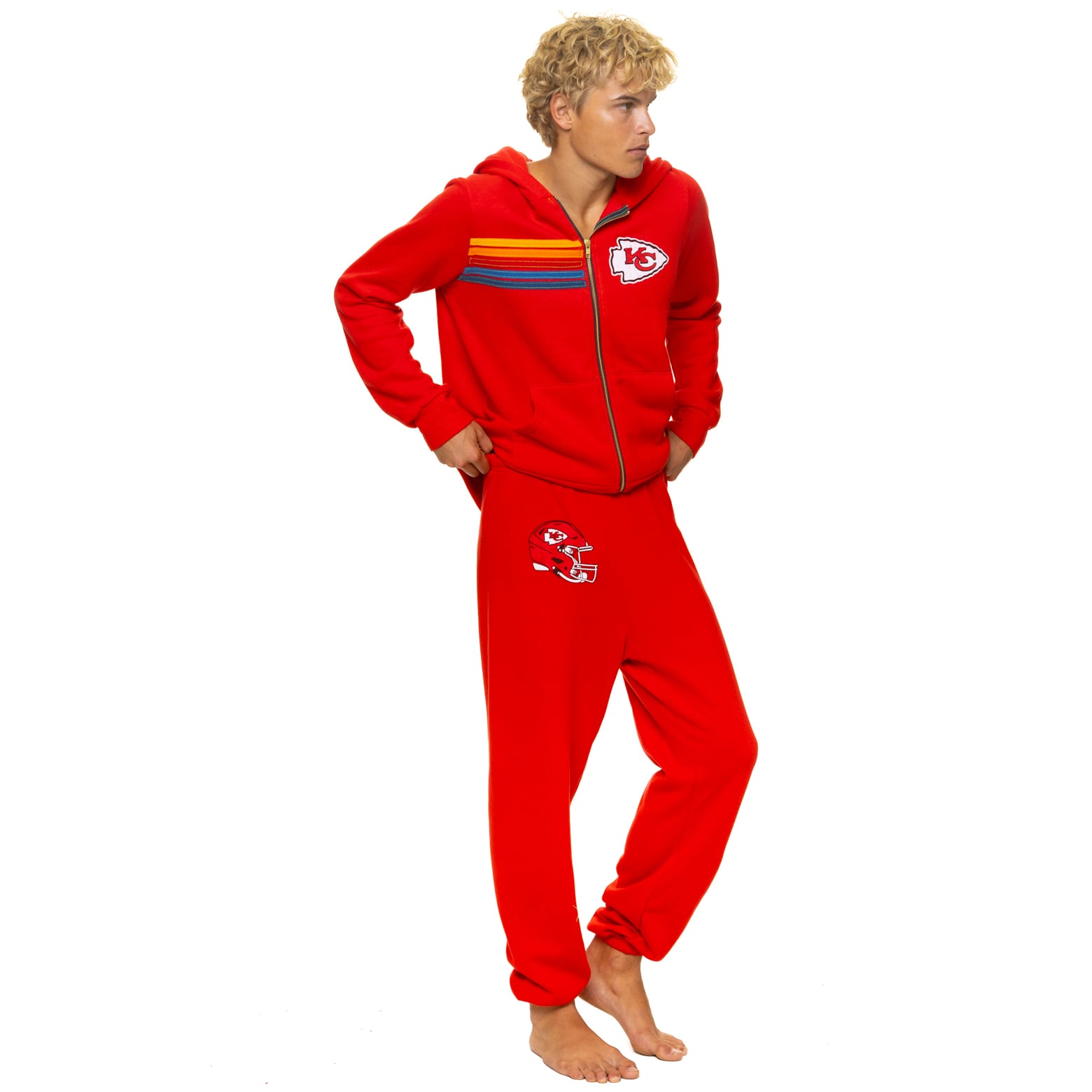 Sweat à capuche unisexe Aviator Nation rouge Kansas City Chiefs en mélange de trois matières, fermeture éclair intégrale