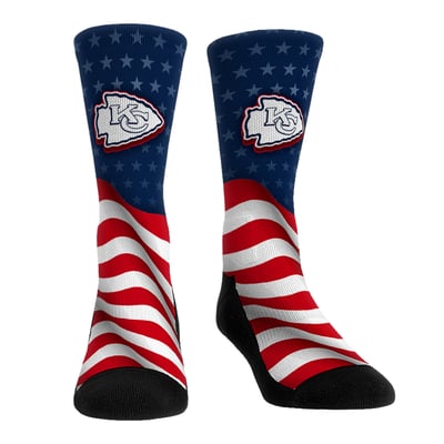  Kansas City Chiefs Rock Em Unisex Patriotic Flag Crew Socks - Blue