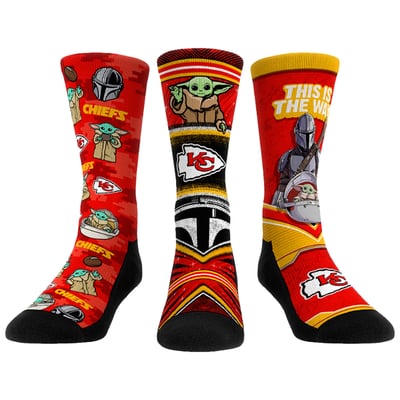  Kansas City Chiefs Rock Em Unisex 3-Pack Mandalorian Crew Socks