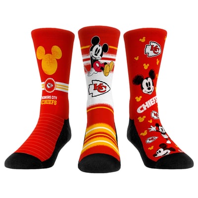  Kansas City Chiefs Rock Em Unisex Disney Three-Pack Crew Socks Set - 